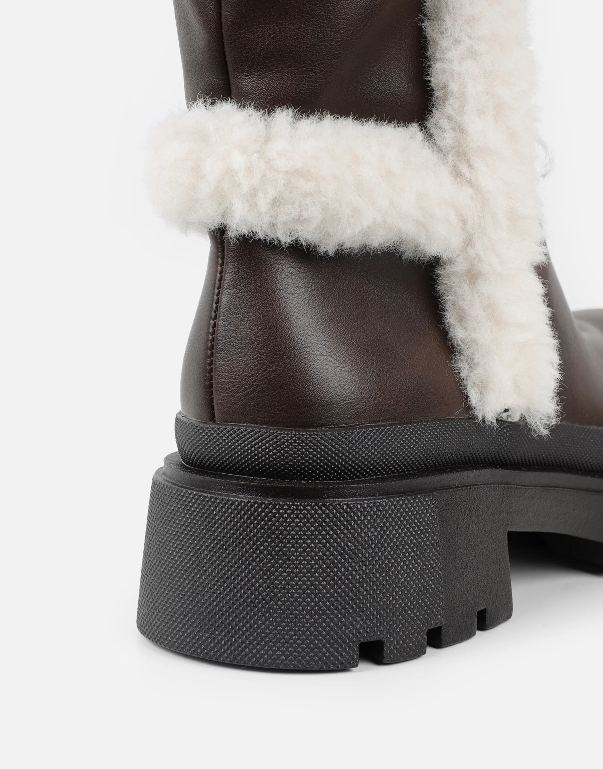 Earhart Brown Faux Fur Detail Chunky Boots - Image 3