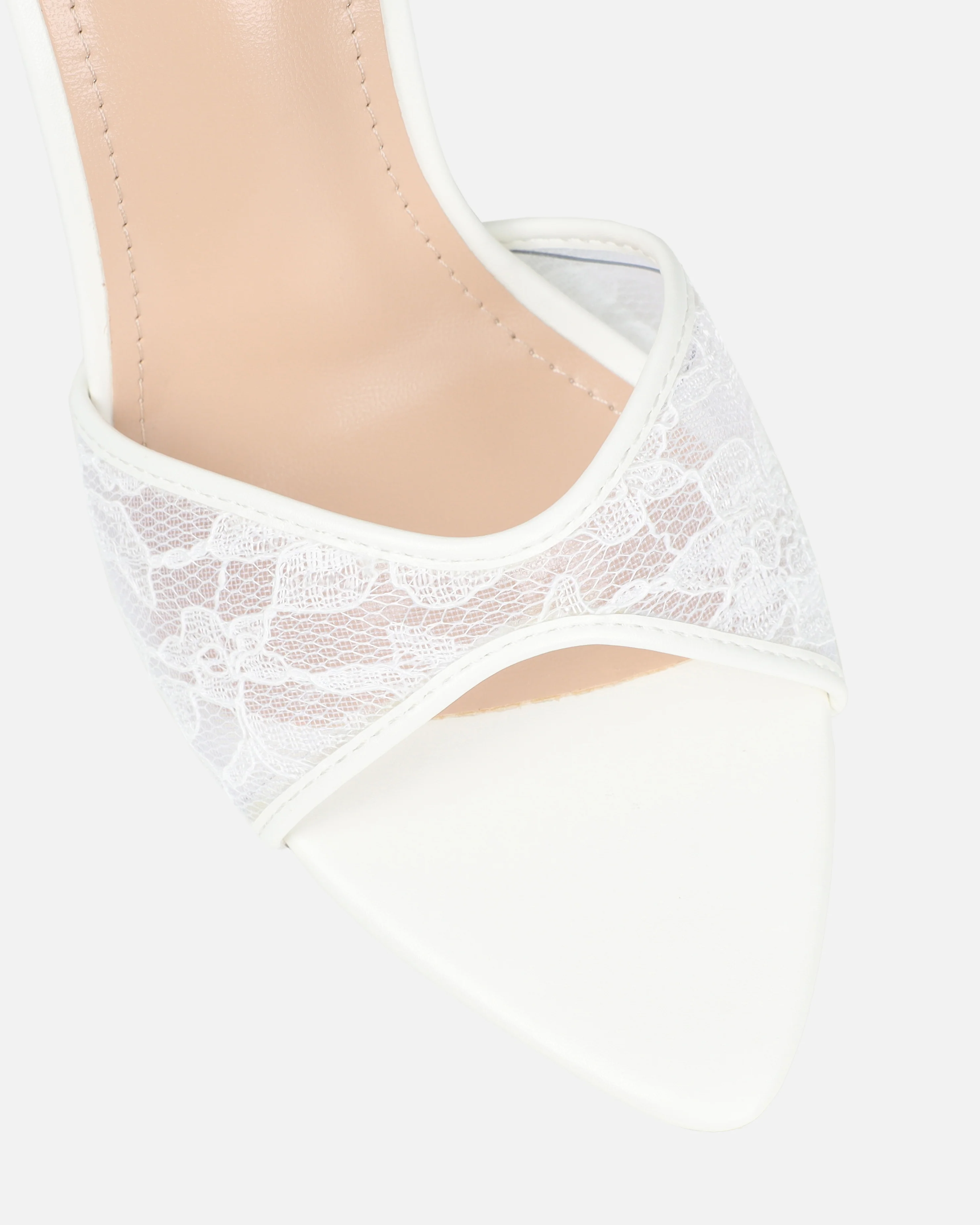 Eavie White Lace Heeled Sandals - Image 4