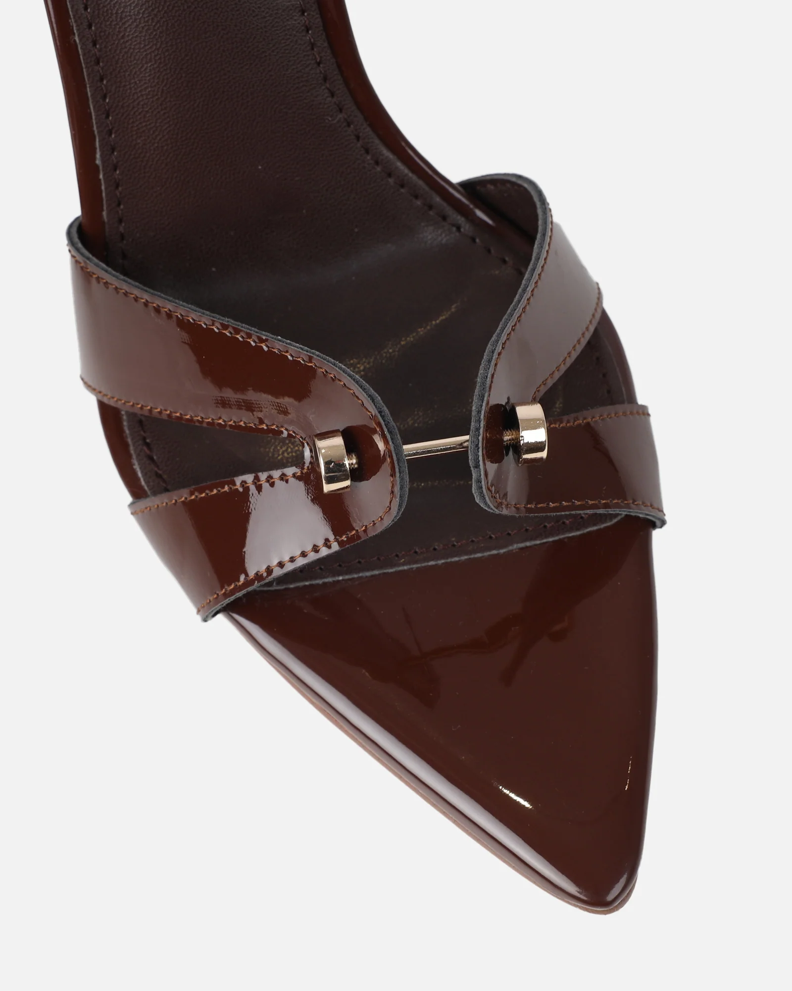 Ebby Chocolate Brown Patent Stiletto Heels - Image 4