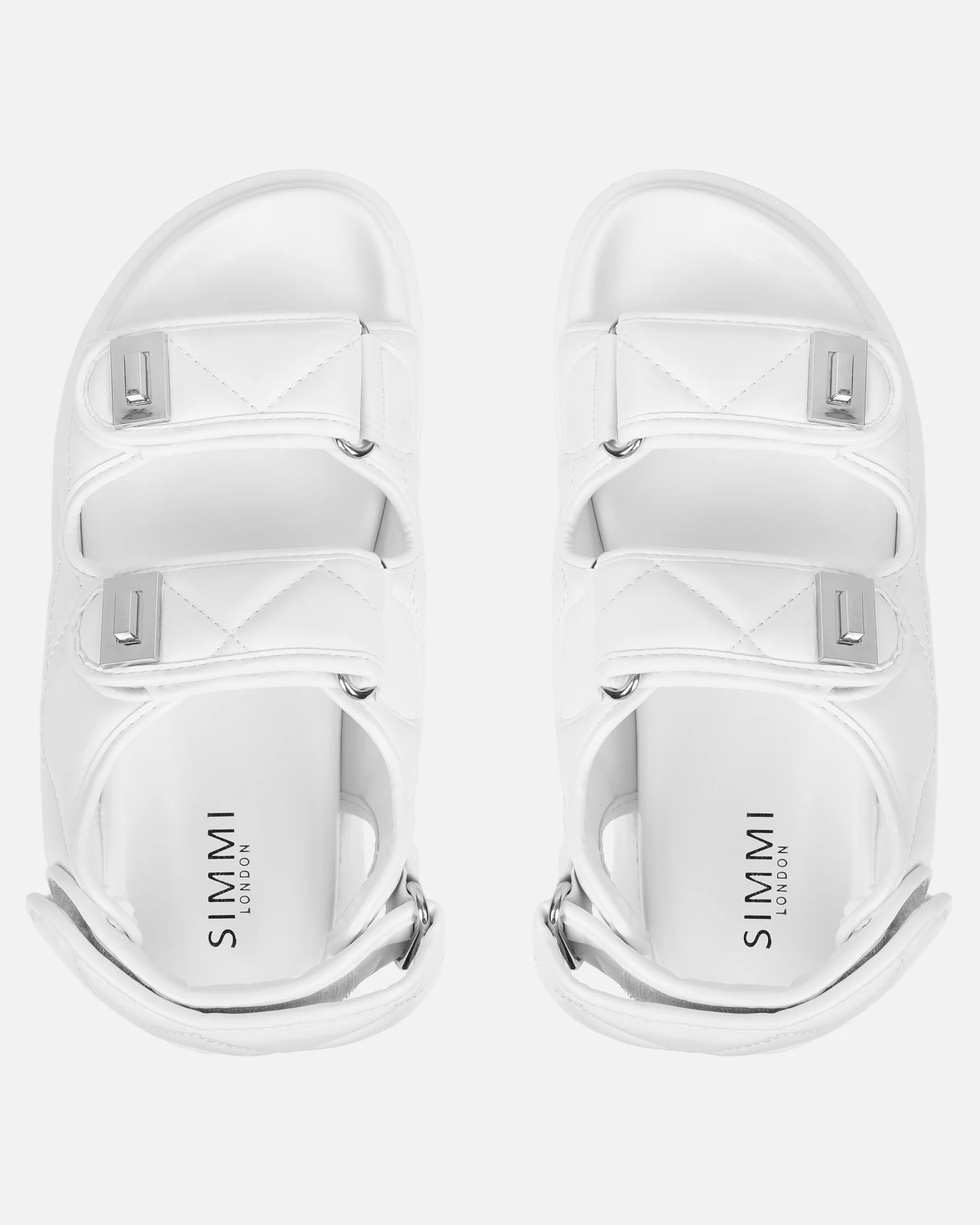 Eboni White Chunky Flat Sandals - Image 3