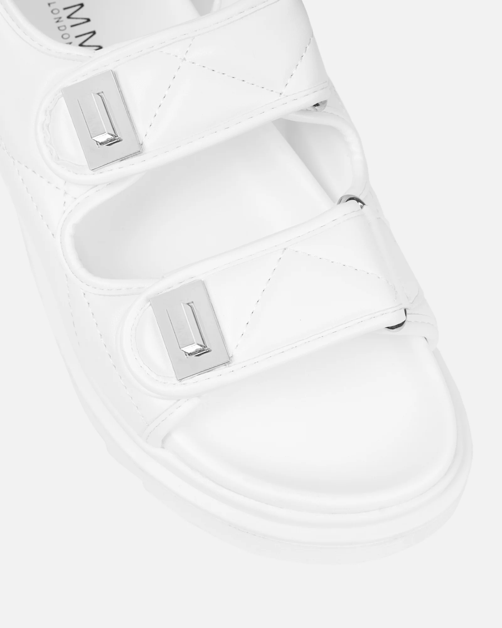 Eboni White Chunky Flat Sandals - Image 4
