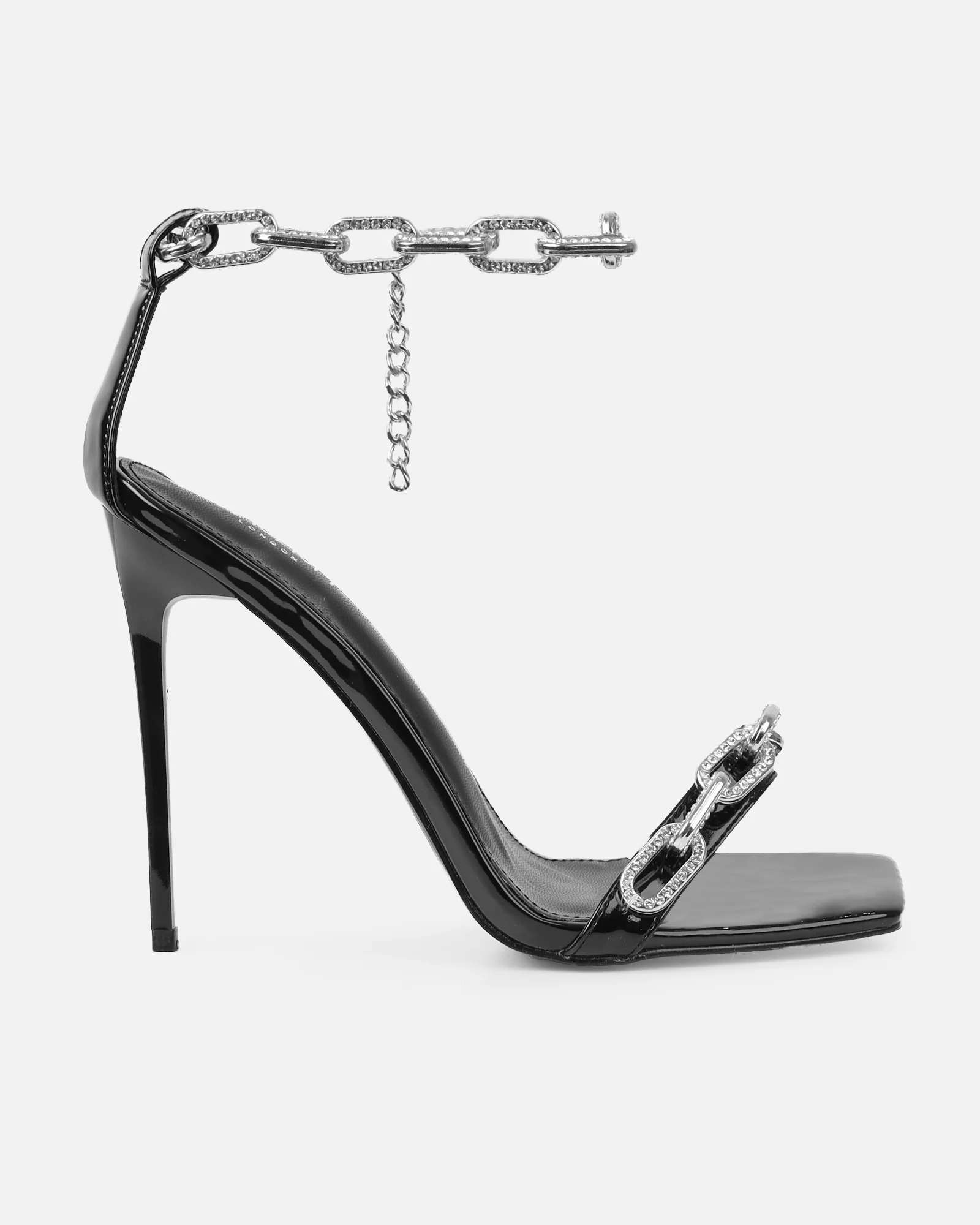 Echo Black Patent Diamante Chain Heels - Image 2