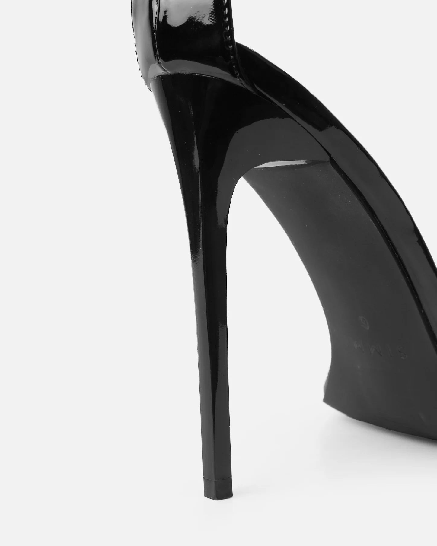 Echo Black Patent Diamante Chain Heels - Image 3