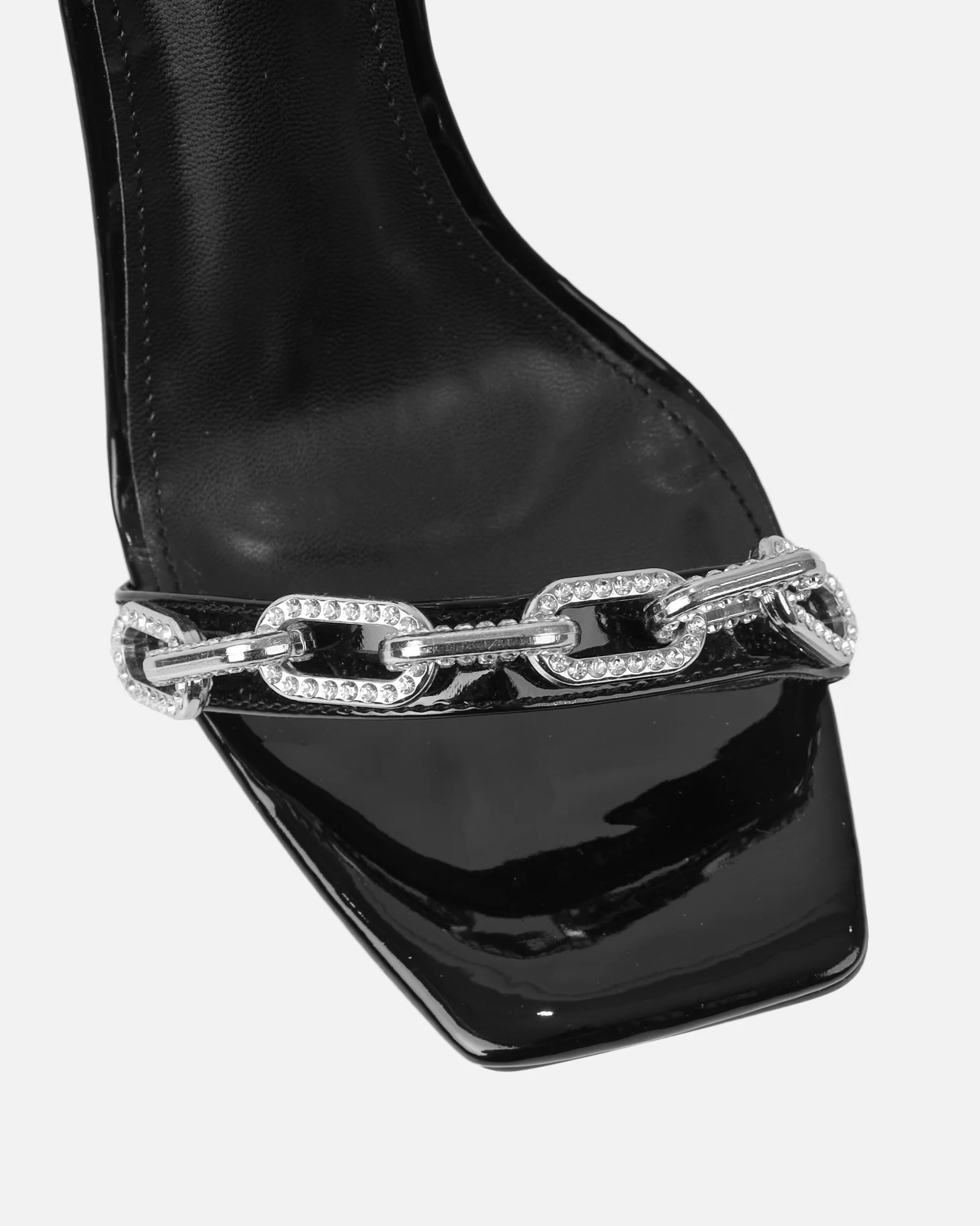 Echo Black Patent Diamante Chain Heels - Image 4