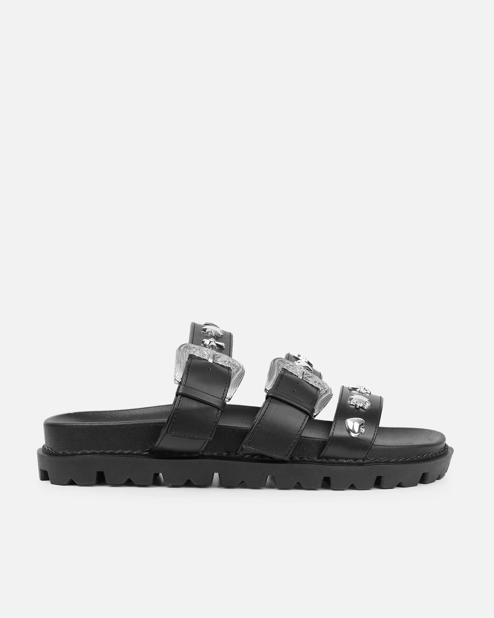 Edda Black Western Chunky Slide Sandals - Image 2