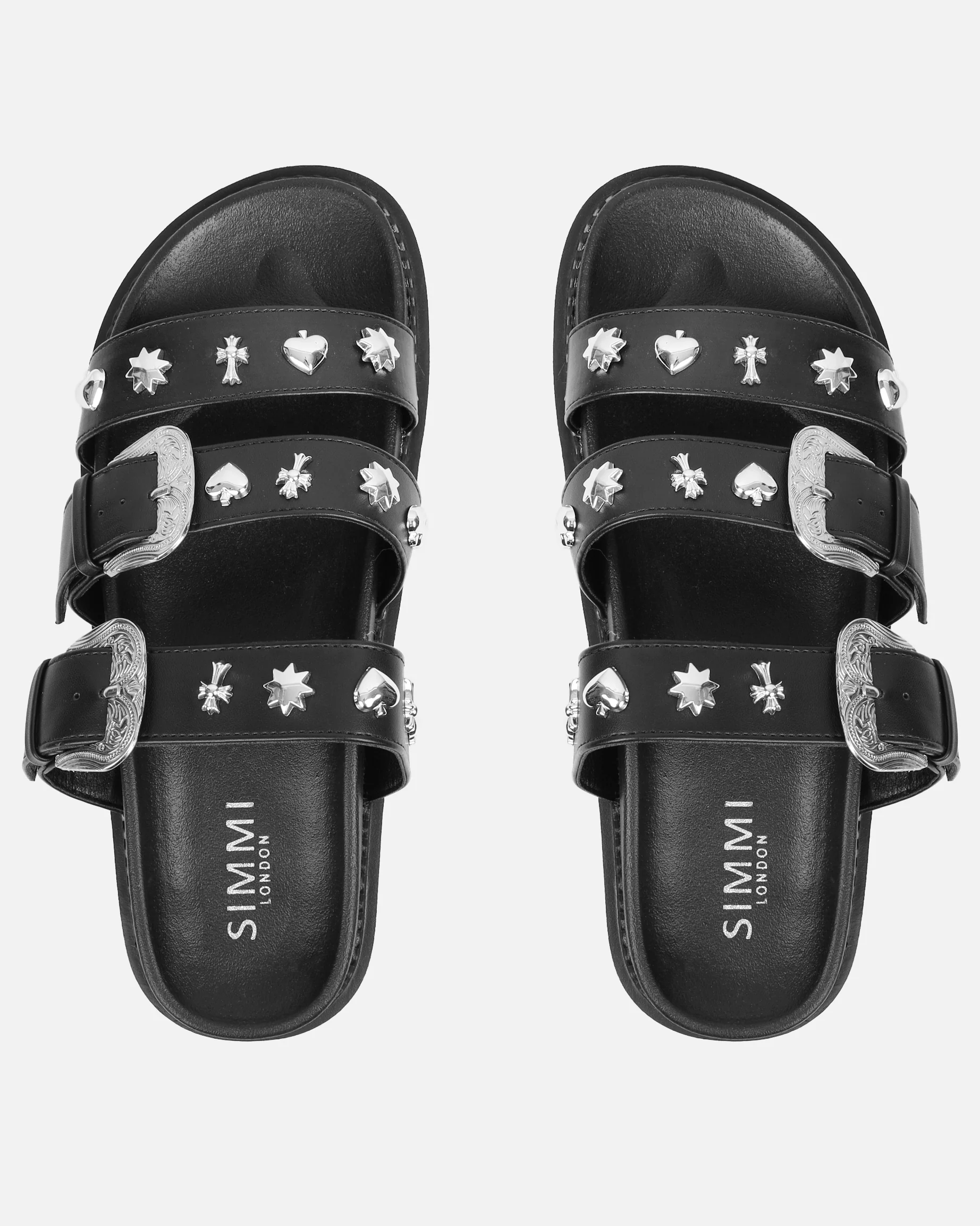 Edda Black Western Chunky Slide Sandals - Image 3