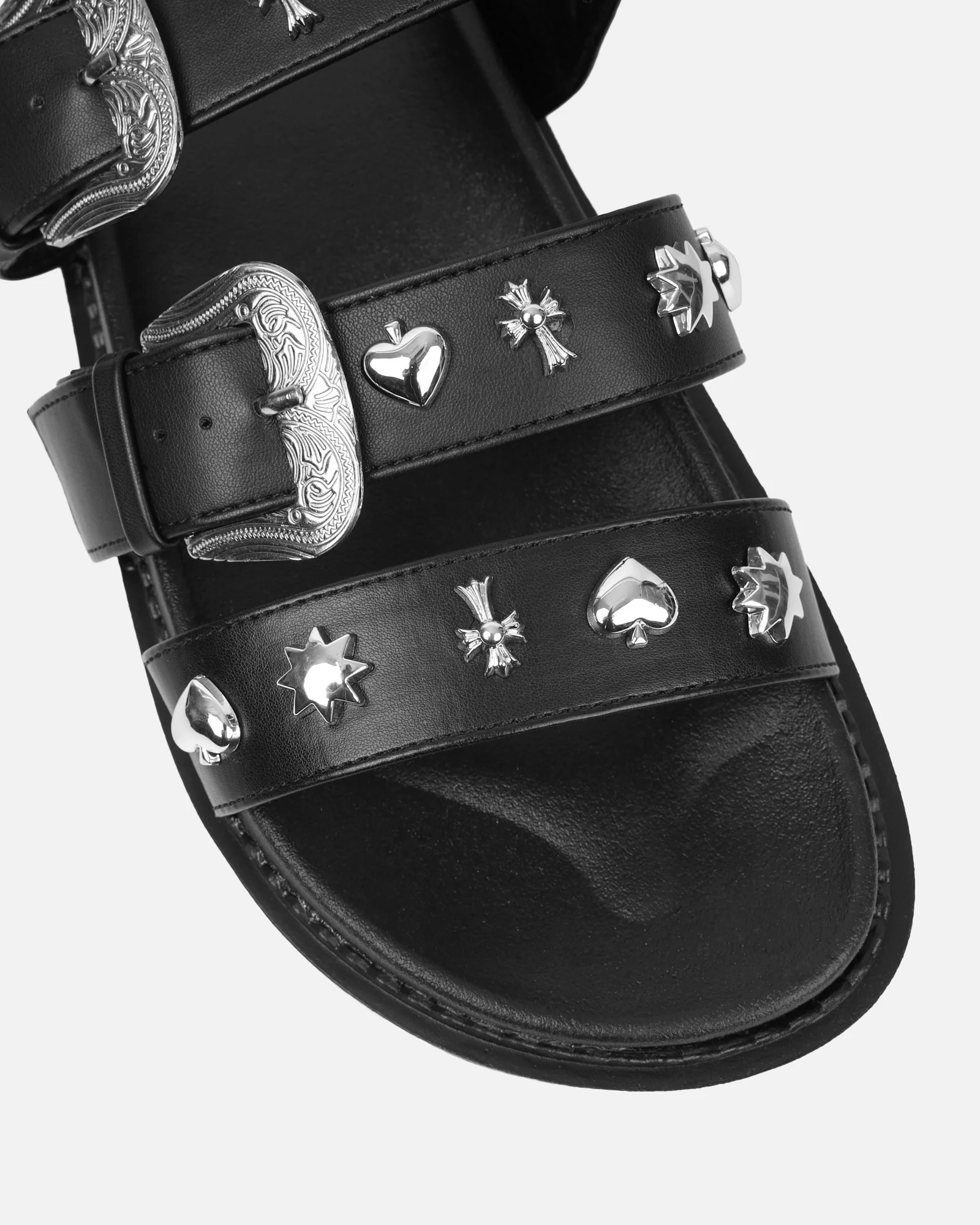 Edda Black Western Chunky Slide Sandals - Image 4