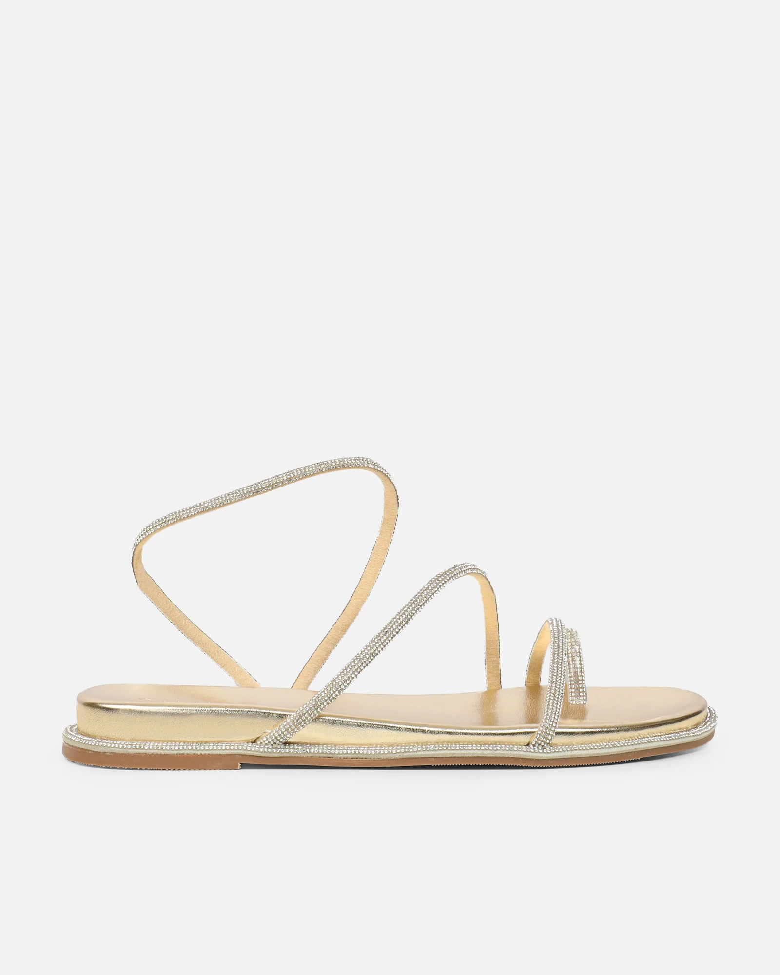 Ede Gold Metallic Diamante Toe Loop Sandals - Image 2