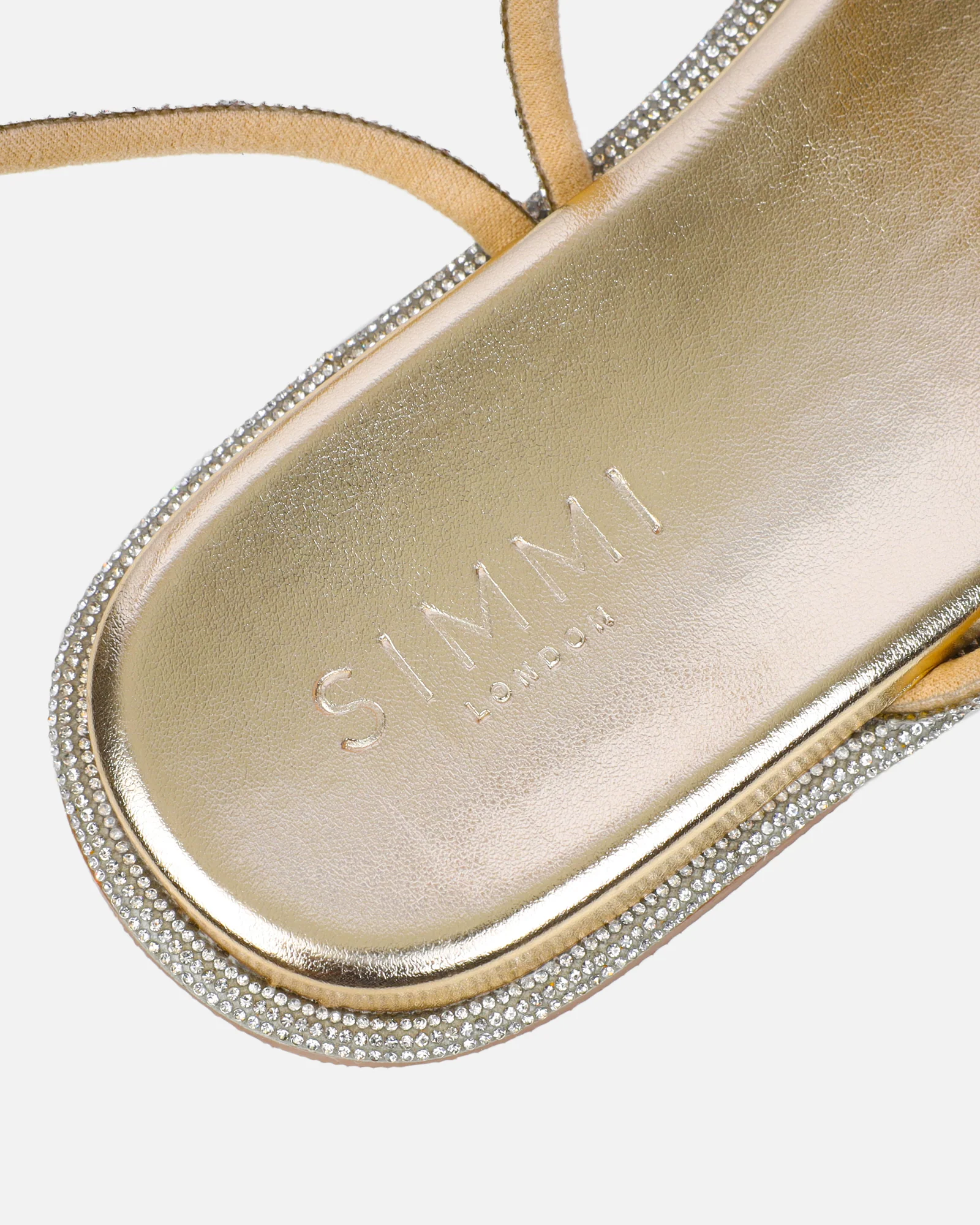 Ede Gold Metallic Diamante Toe Loop Sandals - Image 3