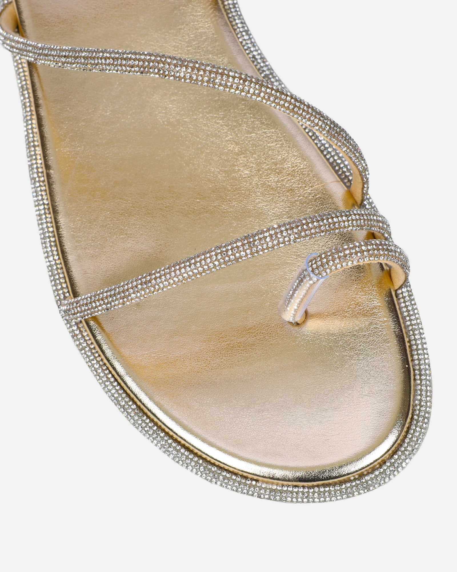 Ede Gold Metallic Diamante Toe Loop Sandals - Image 4