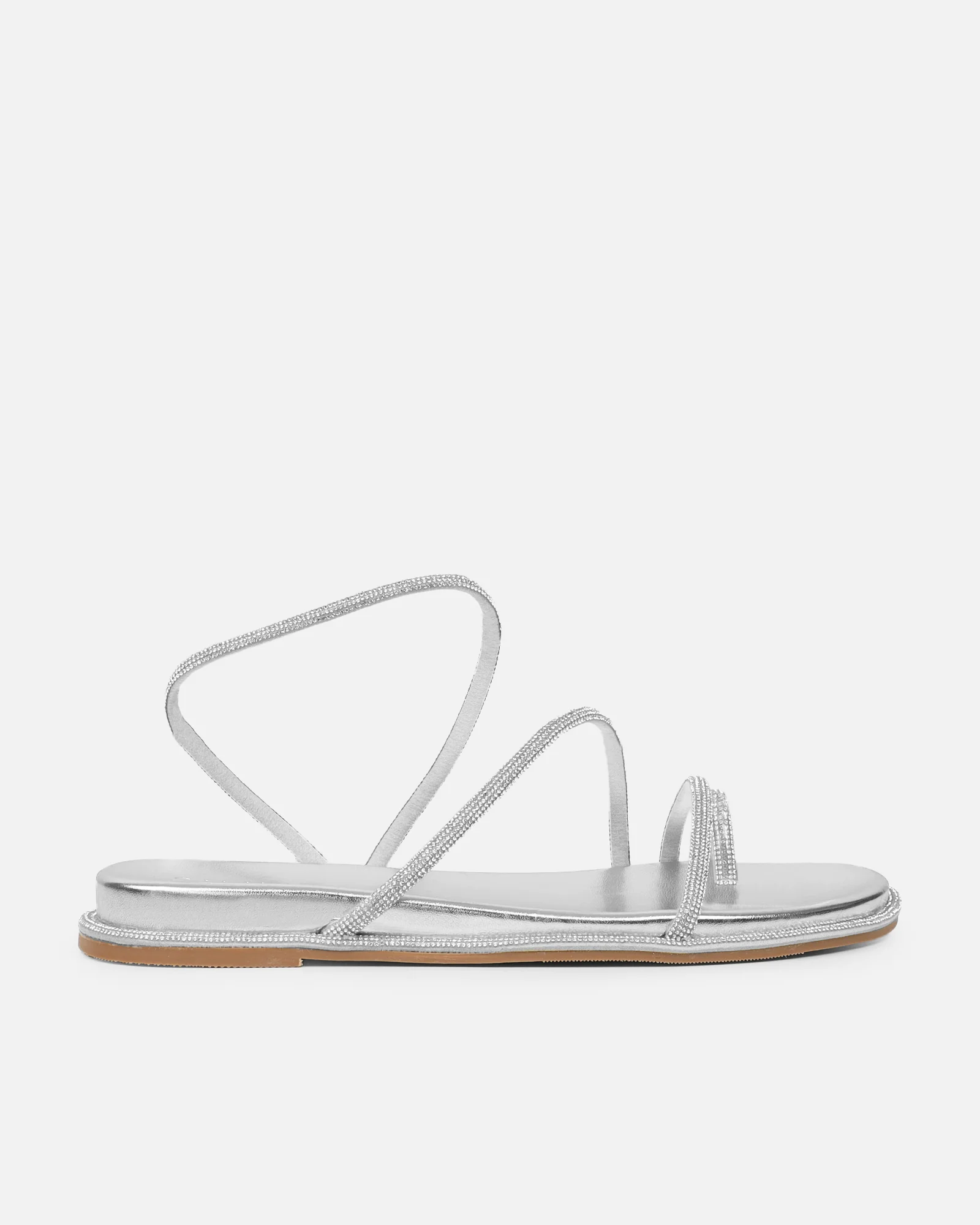 Ede Silver Metallic Diamante Toe Loop Sandals - Image 2