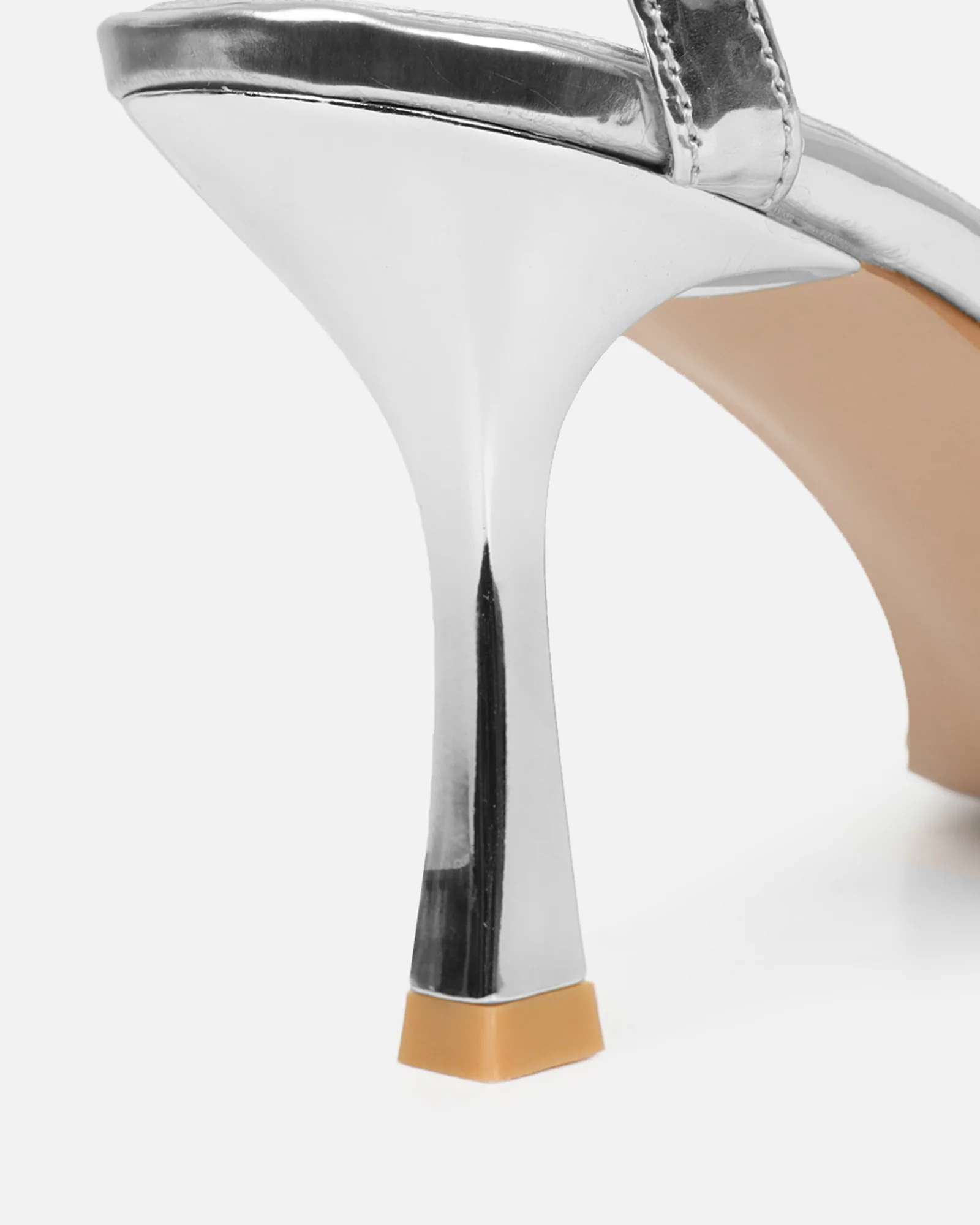 Ediee Silver Mirror Diamante Heeled Sandals - Image 3