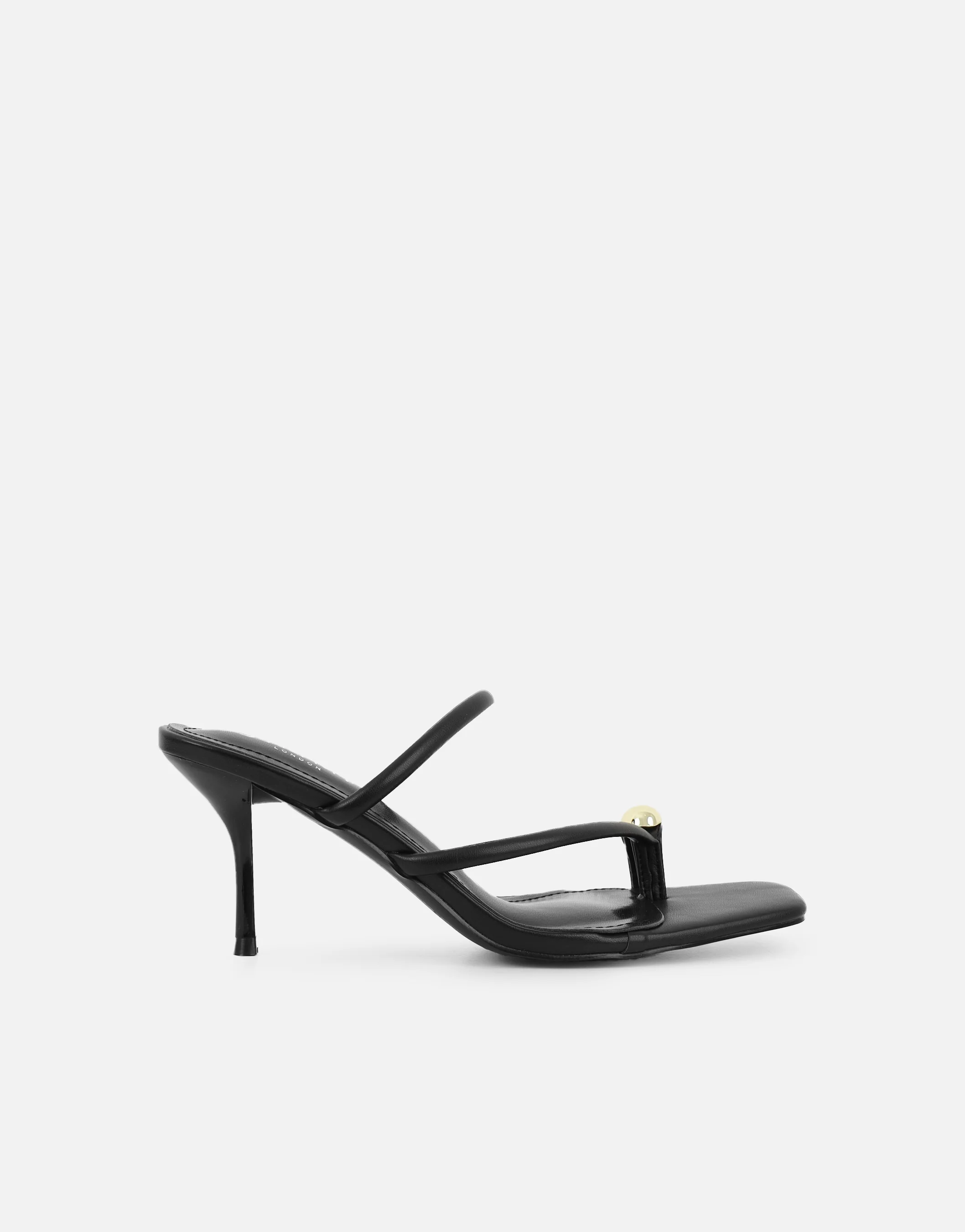 Eleanor Black Gold Toe Post Detail Mules - Image 2