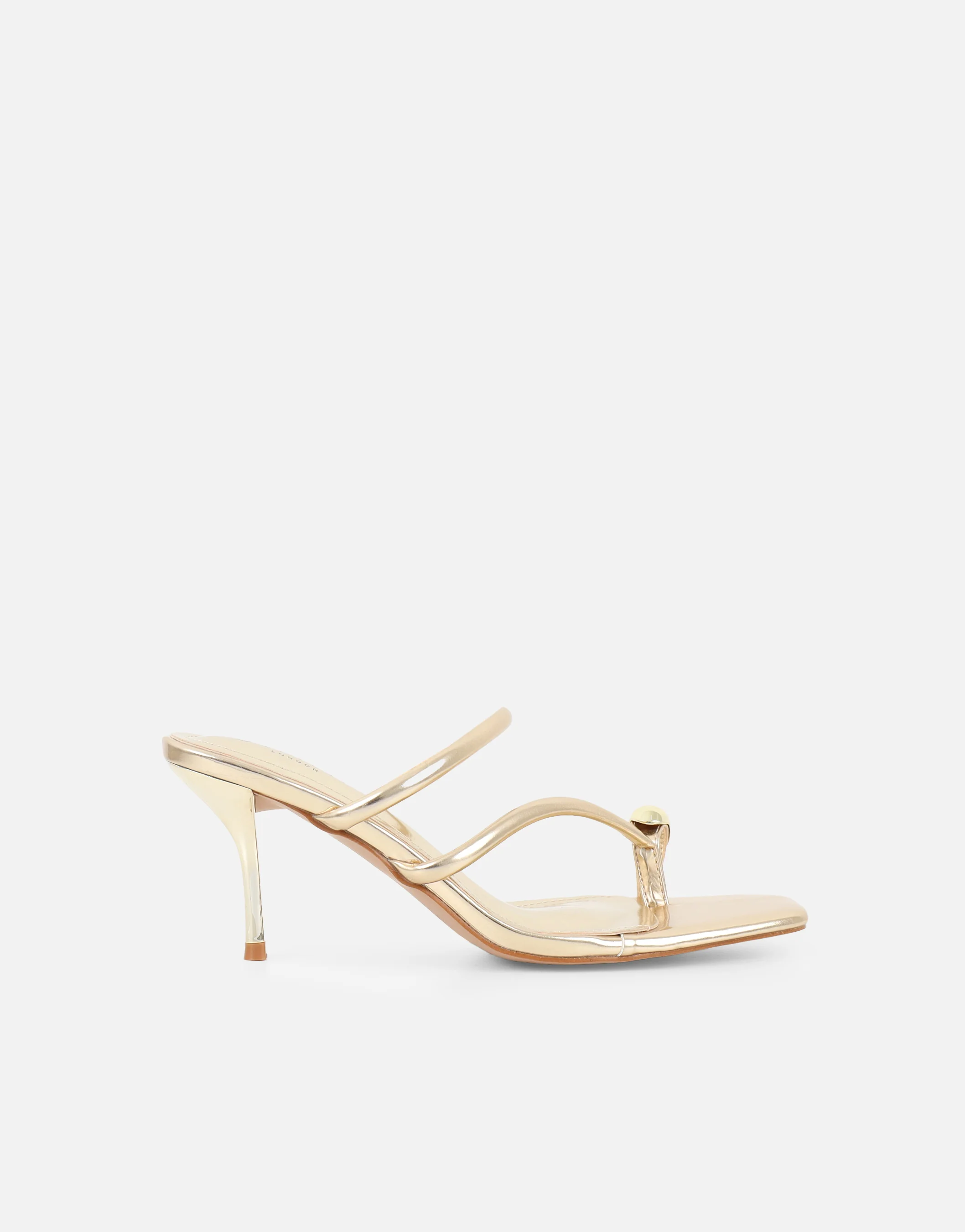 Eleanor Gold Metallic Gold Toe Post Detail Mules - Image 2
