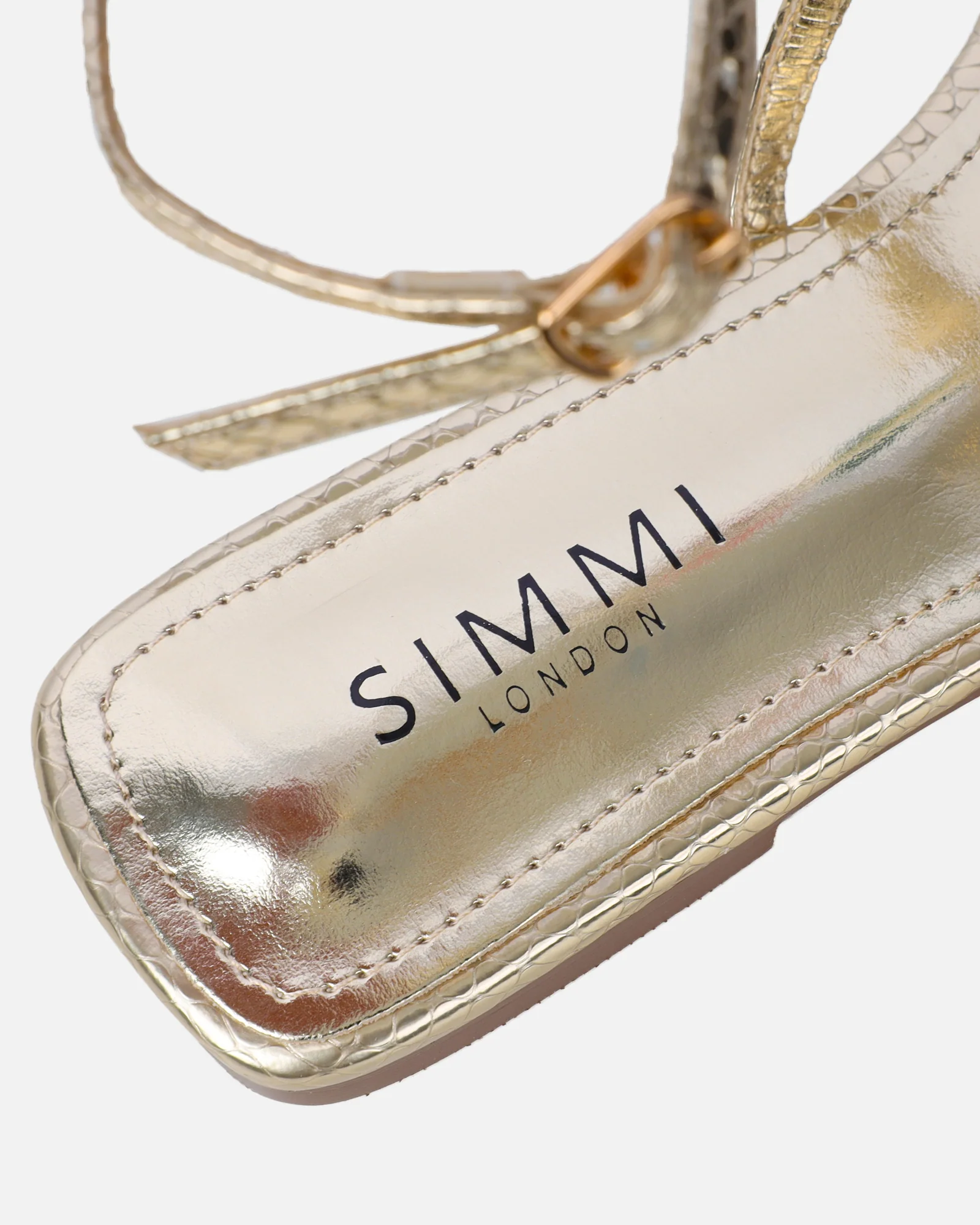 Elexa Light Gold Stone Embellished Flat Sandals - Image 3