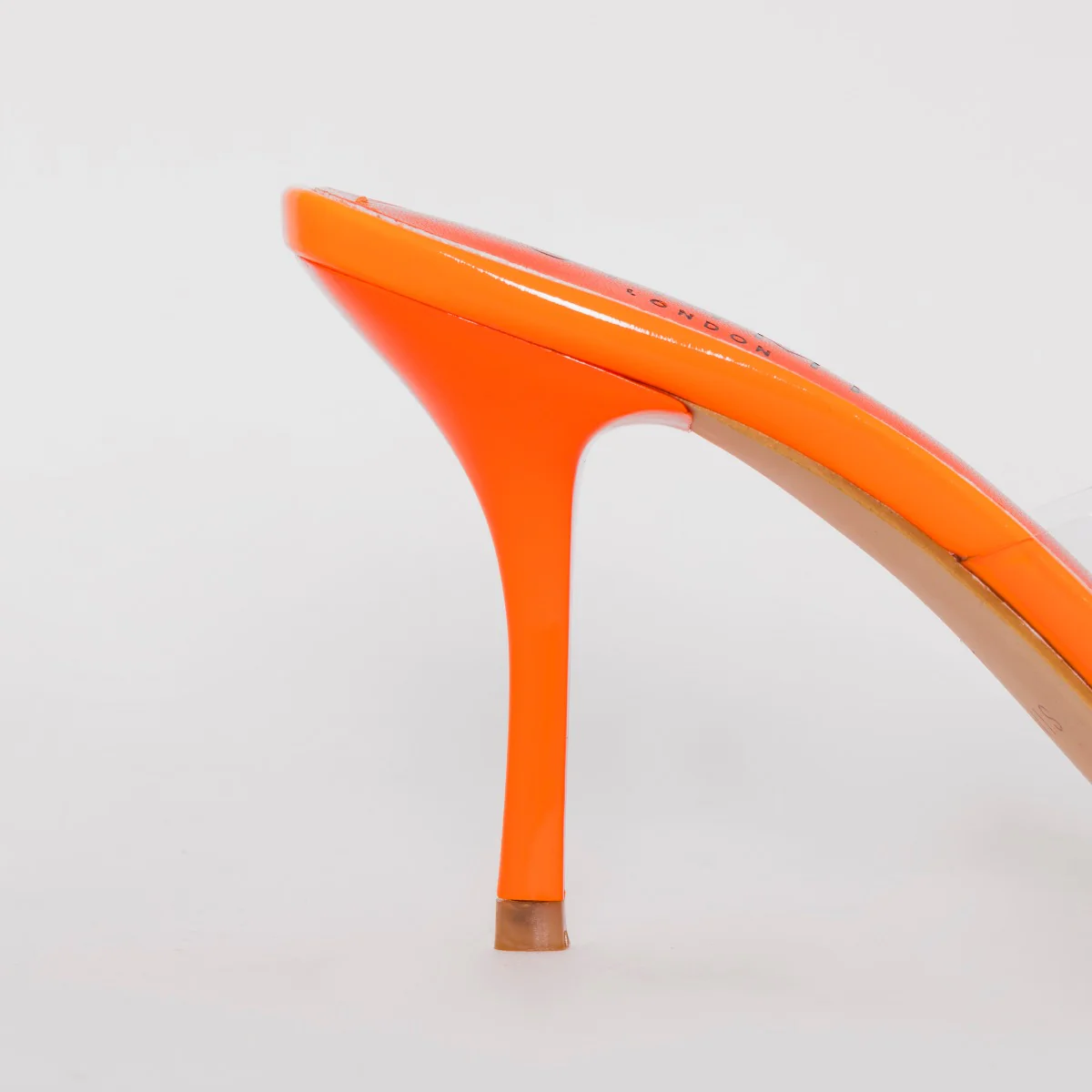 Elise Wide Fit Orange Clear Mid Heel Mules - Image 3