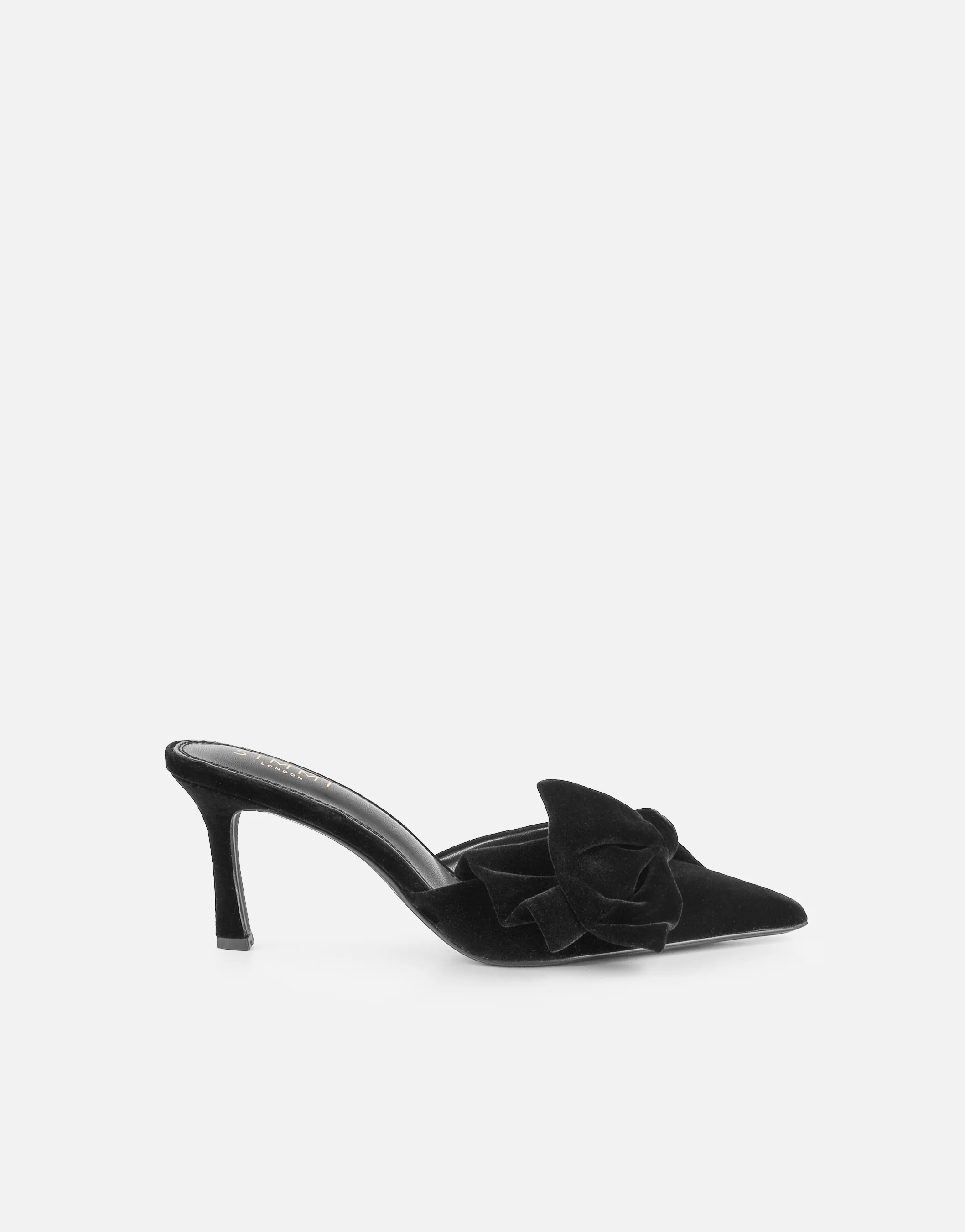 Ella Black Velvet Bow Mules - Image 2