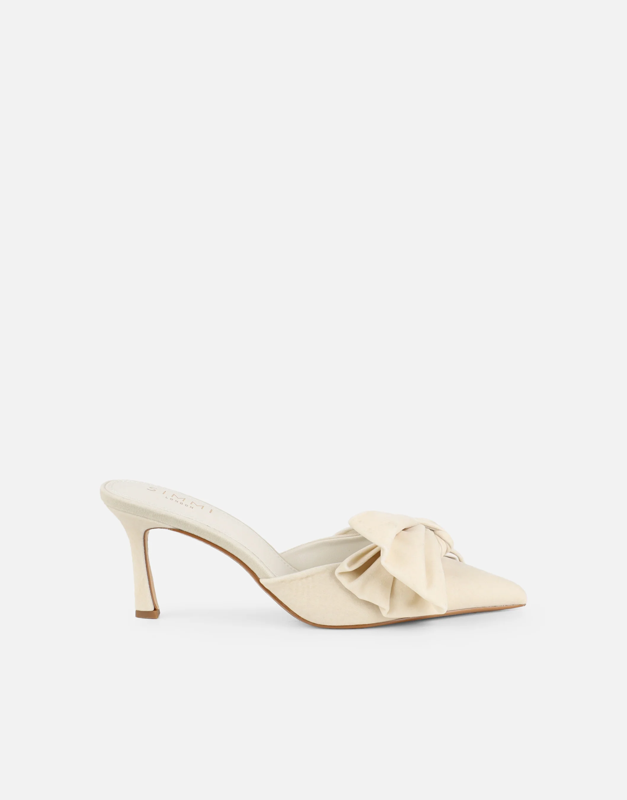 Ella Cream Velvet Bow Mules - Image 2