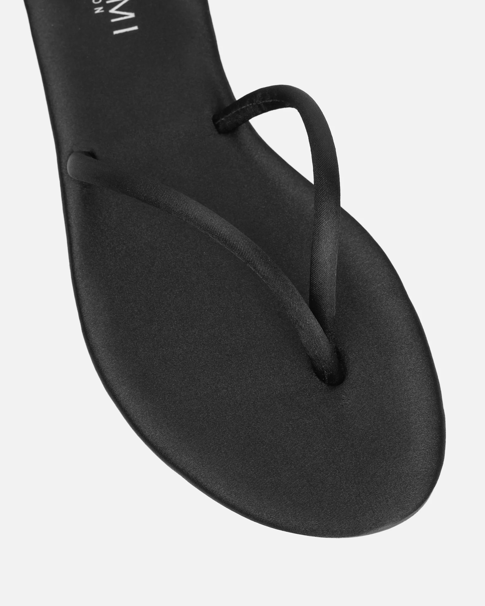 Elmas Black Satin Toe Post Sandals - Image 4
