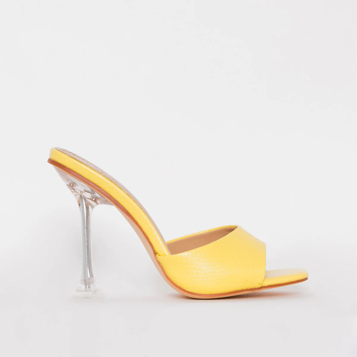 Eloura Yellow Snake Print Flared Heel Mules