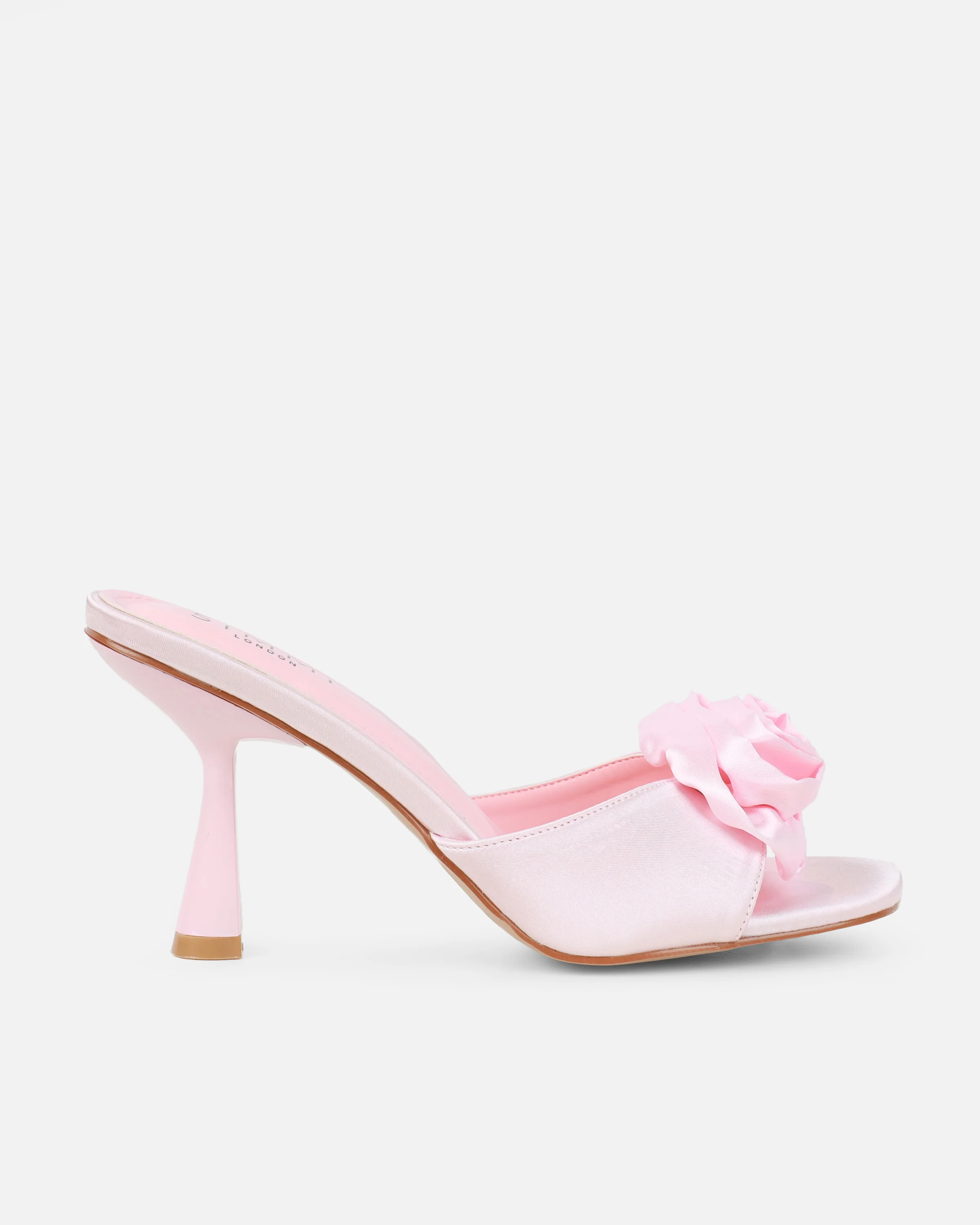 Emberley Baby Pink Satin Flower Heeled Sandals - Image 2