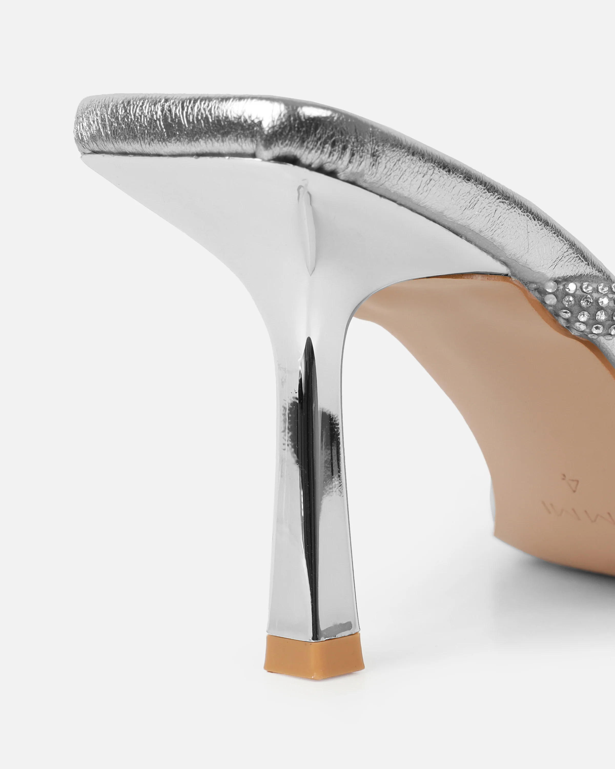 Emmie Silver Metallic Diamante Toe Thong Sandals - Image 3