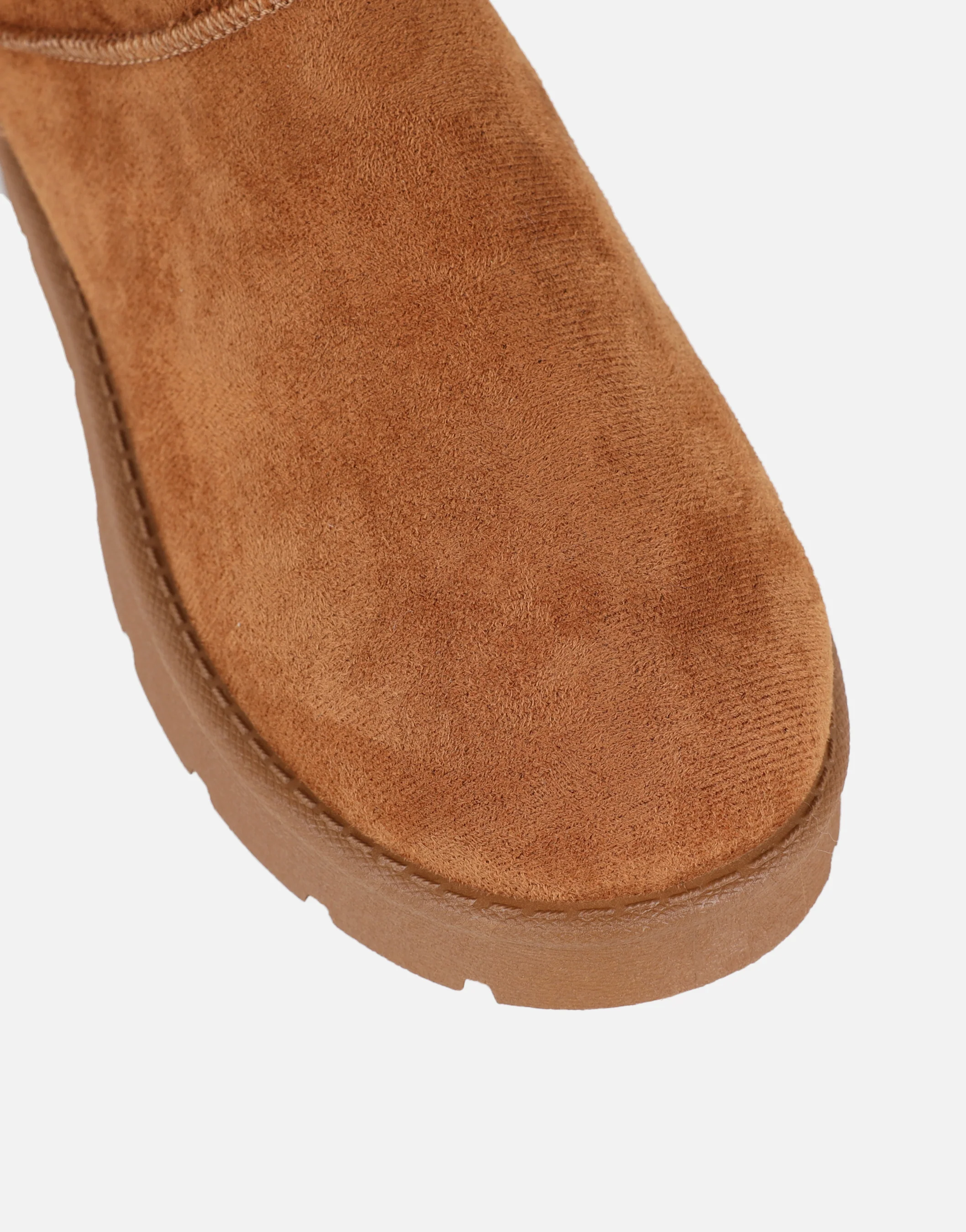 Emmy Chestnut Faux Suede Micro Flatform Boots - Image 4