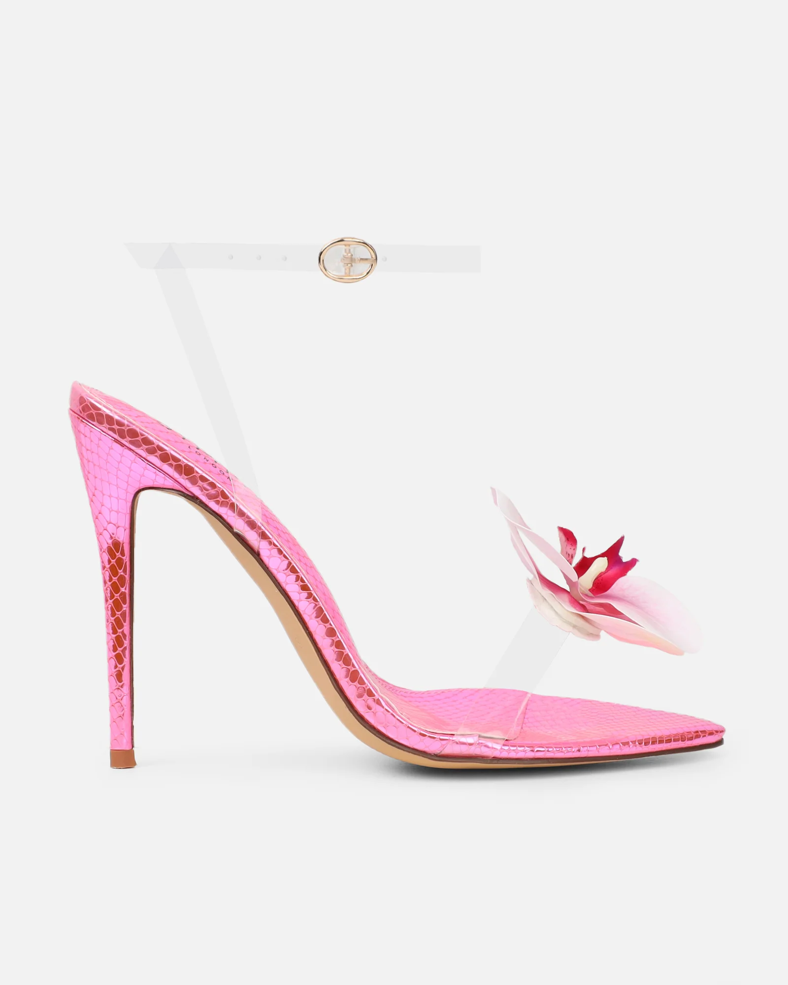 Erica Pink Snake Flower Embellished Heeled Sandals - Image 2