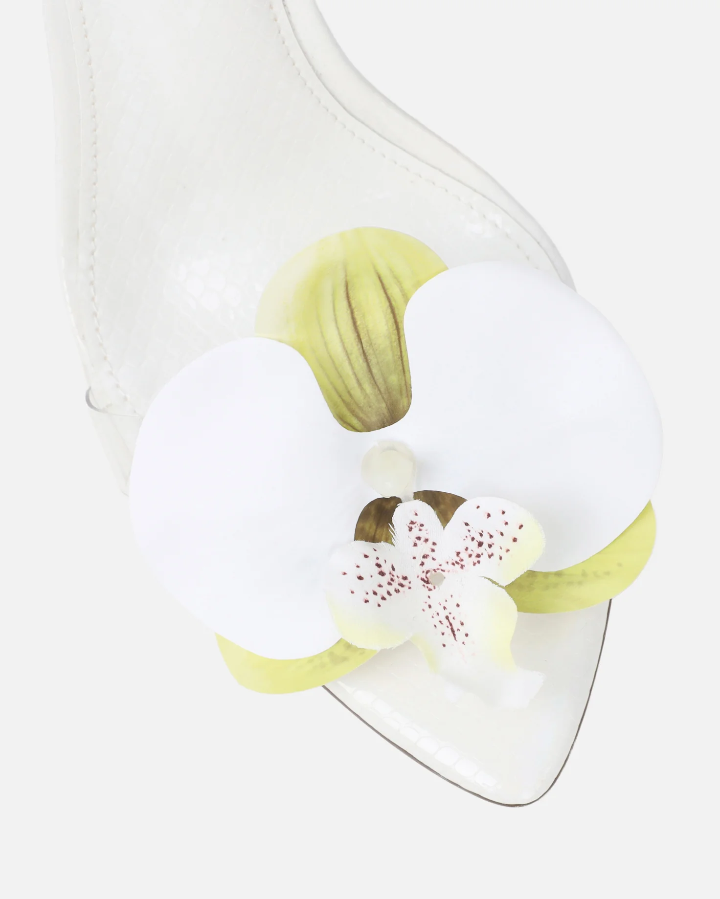 Erica White Snake Flower Embellished Heeled Sandals - Image 4
