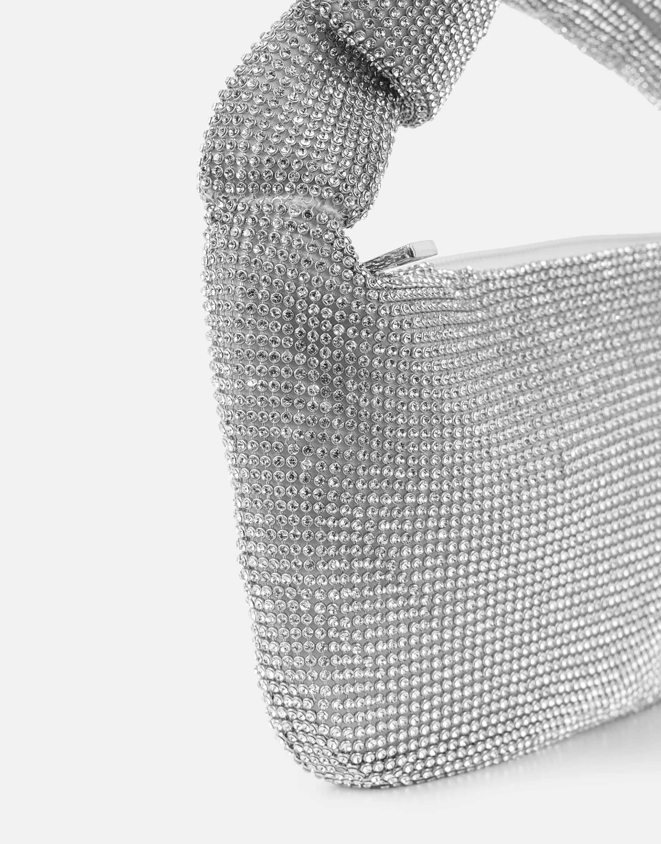 Erin Silver Diamante Knot Detail Handbag - Image 4