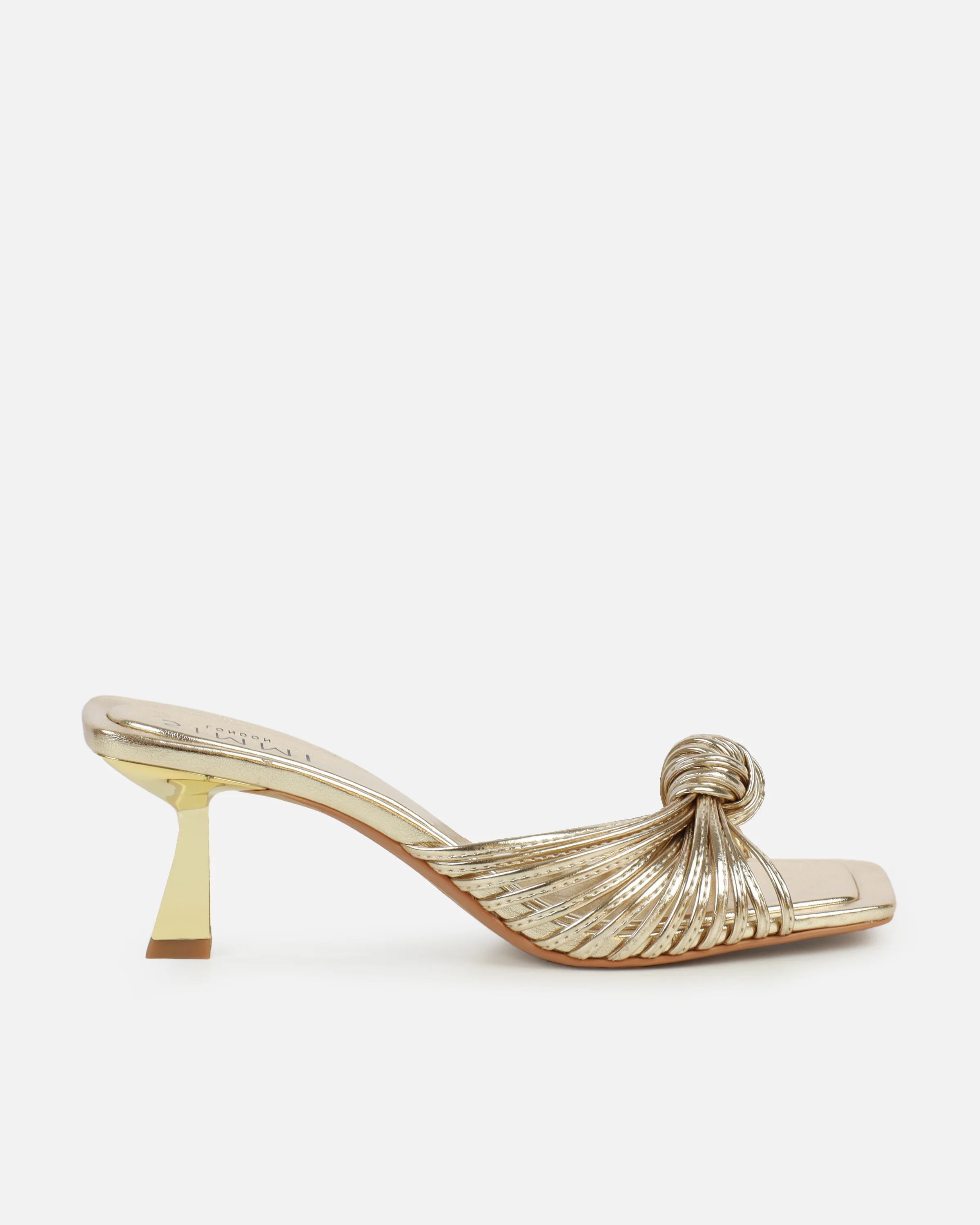 Erina Gold Metallic Knot Detail Mules - Image 2