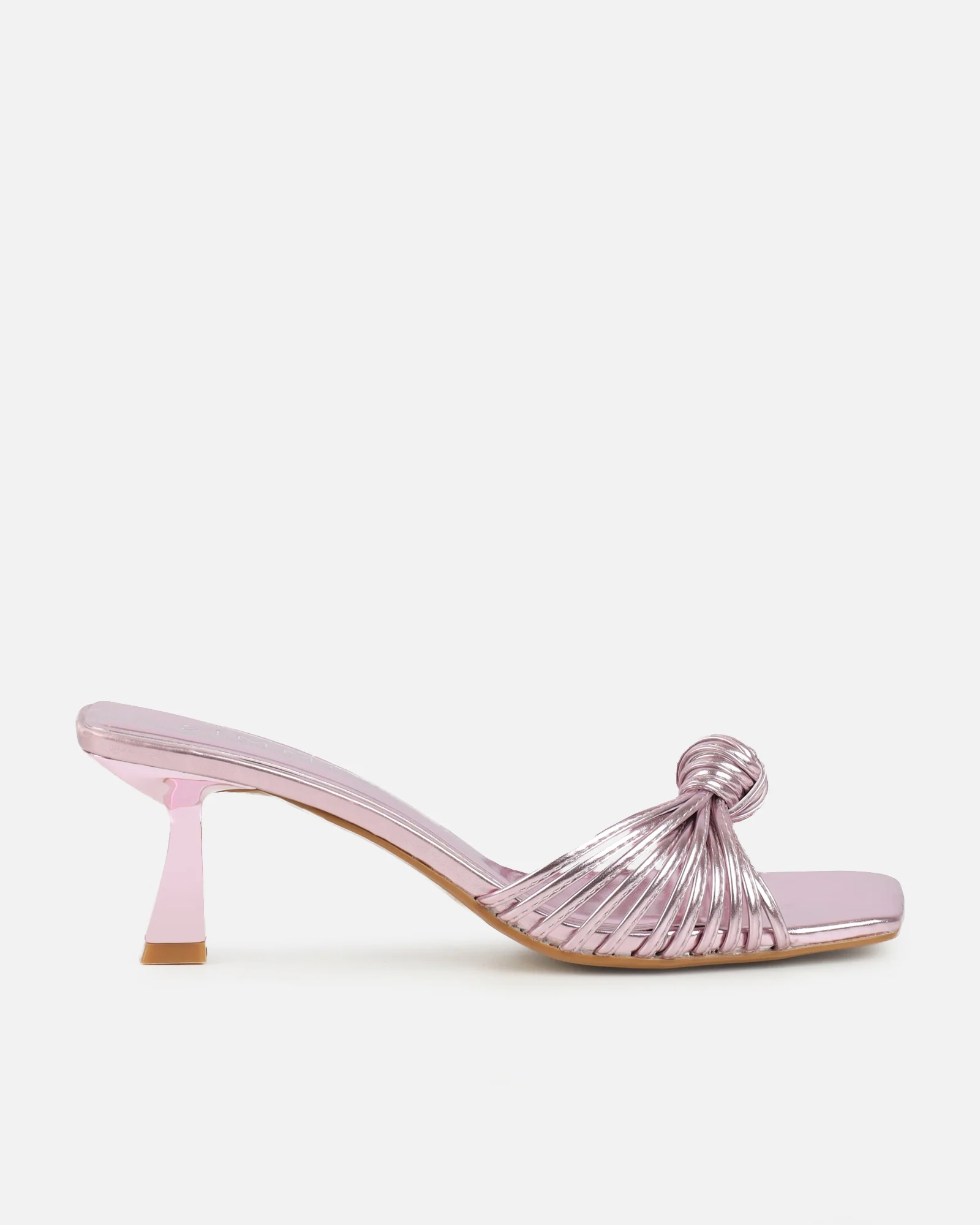 Erina Pink Metallic Knot Detail Mules - Image 2