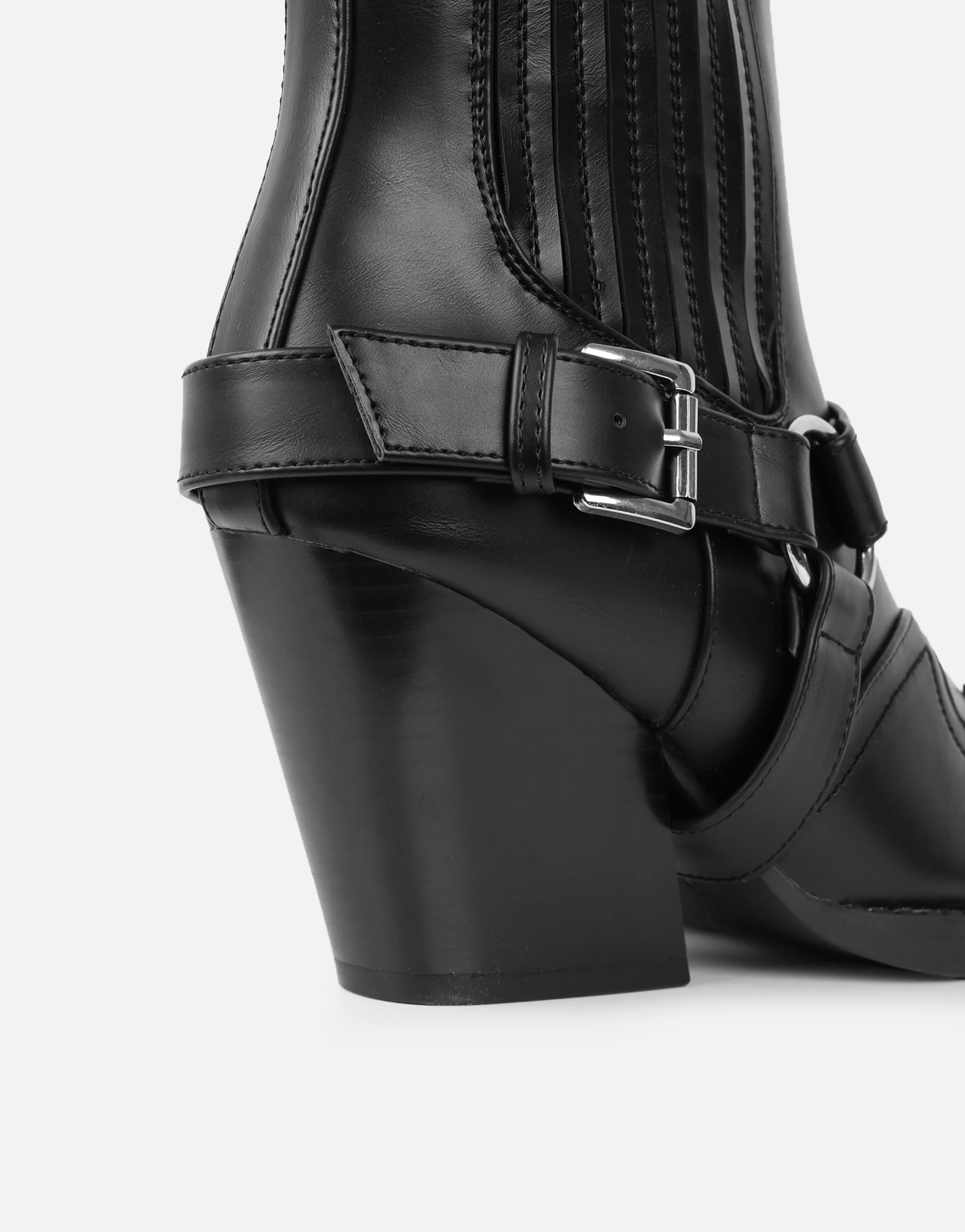 Esperanza Black Western Saddled Ankle Boots - Image 3