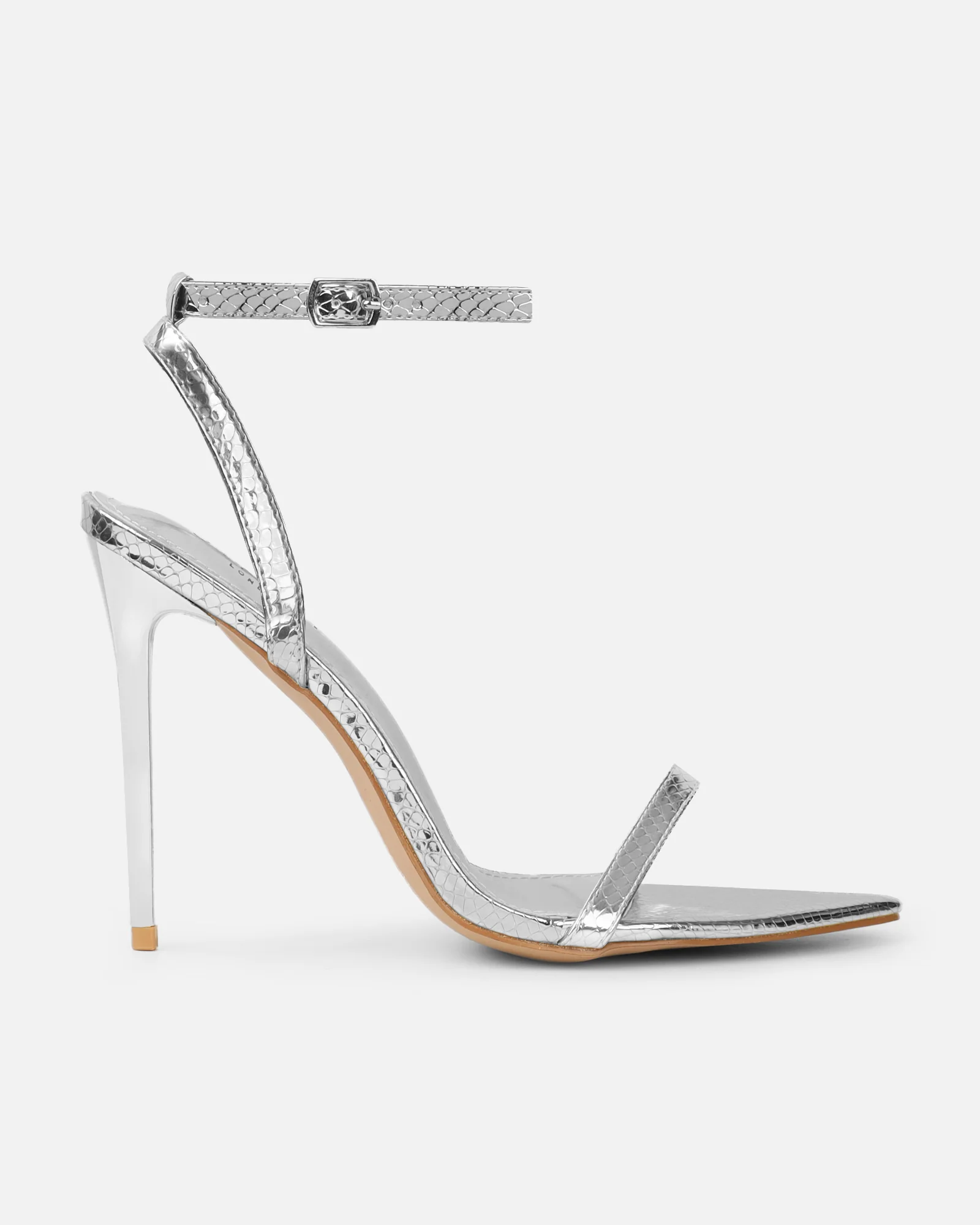 Estafaniaa Silver Snake Stiletto Sandals - Image 2