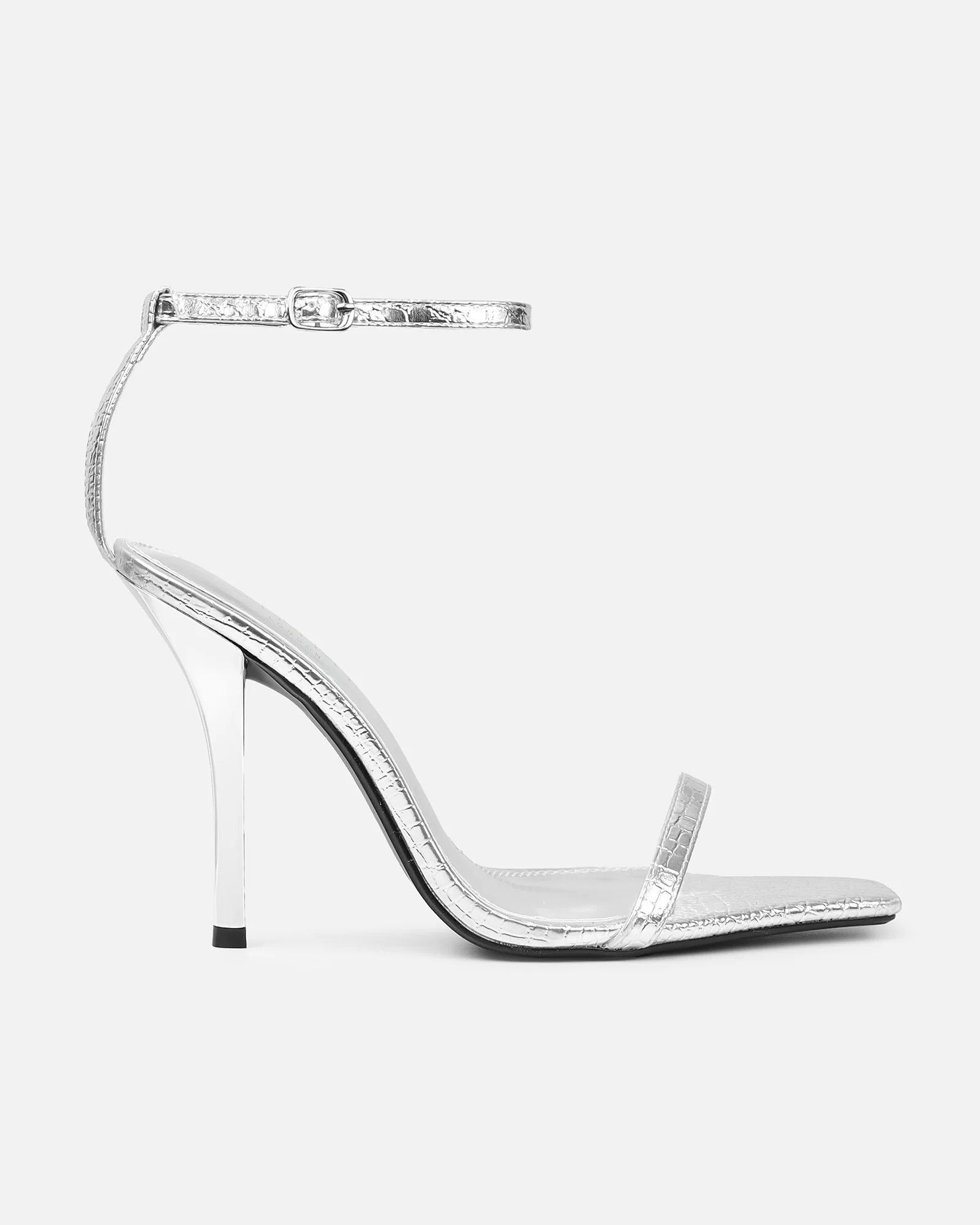 Dosia Silver Snake Effect Two Part Sandals - Image 2