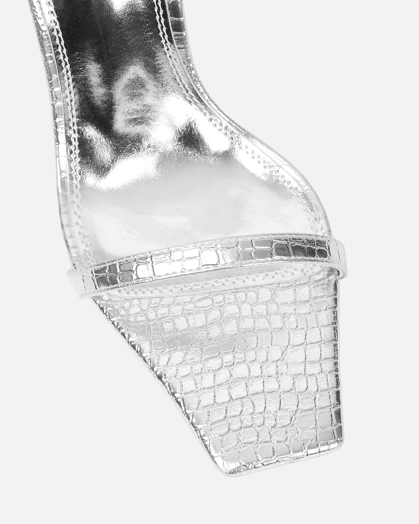 Dosia Silver Snake Effect Two Part Sandals - Image 4