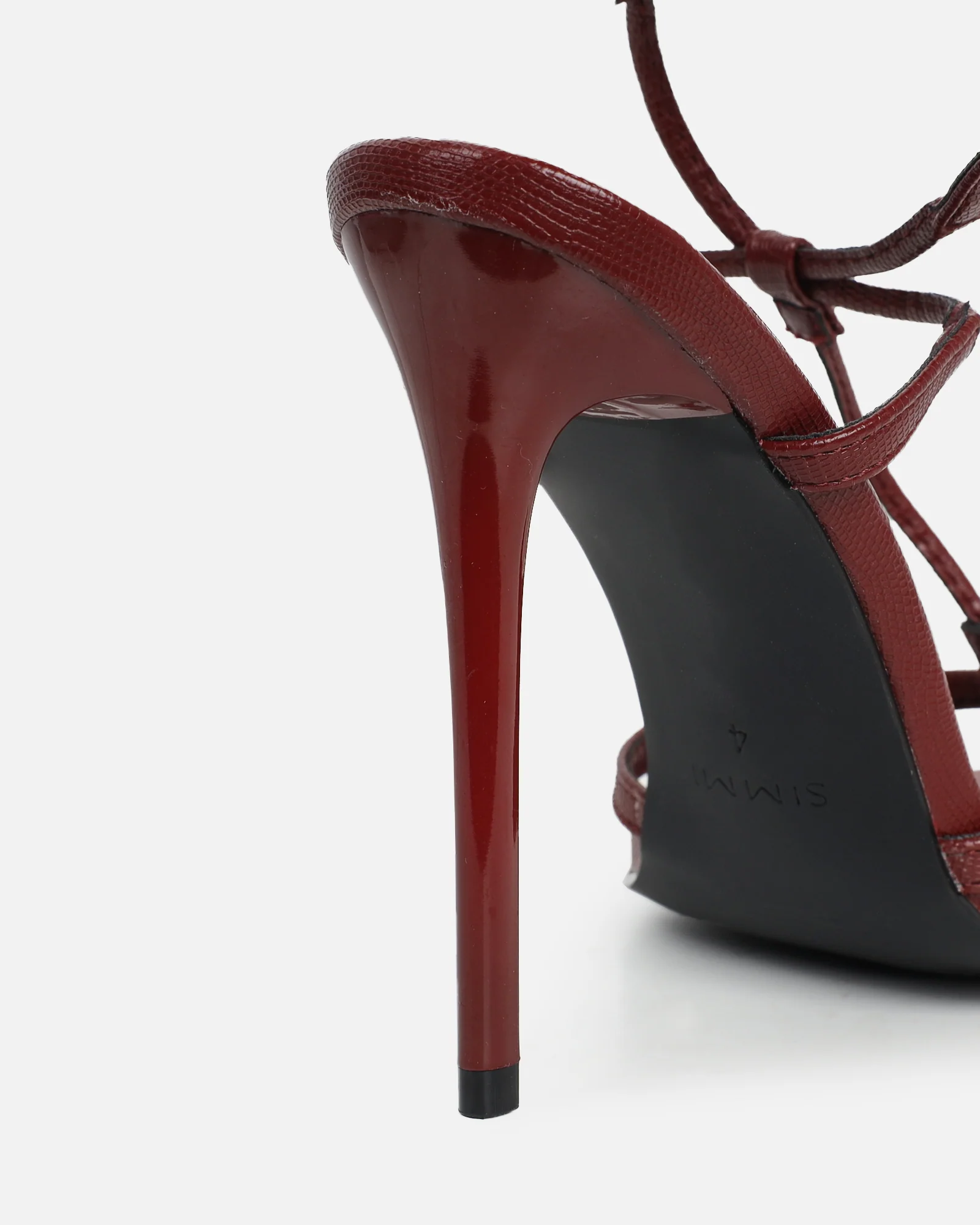 Evara Burgundy Lizard Strappy Heeled Sandals - Image 3