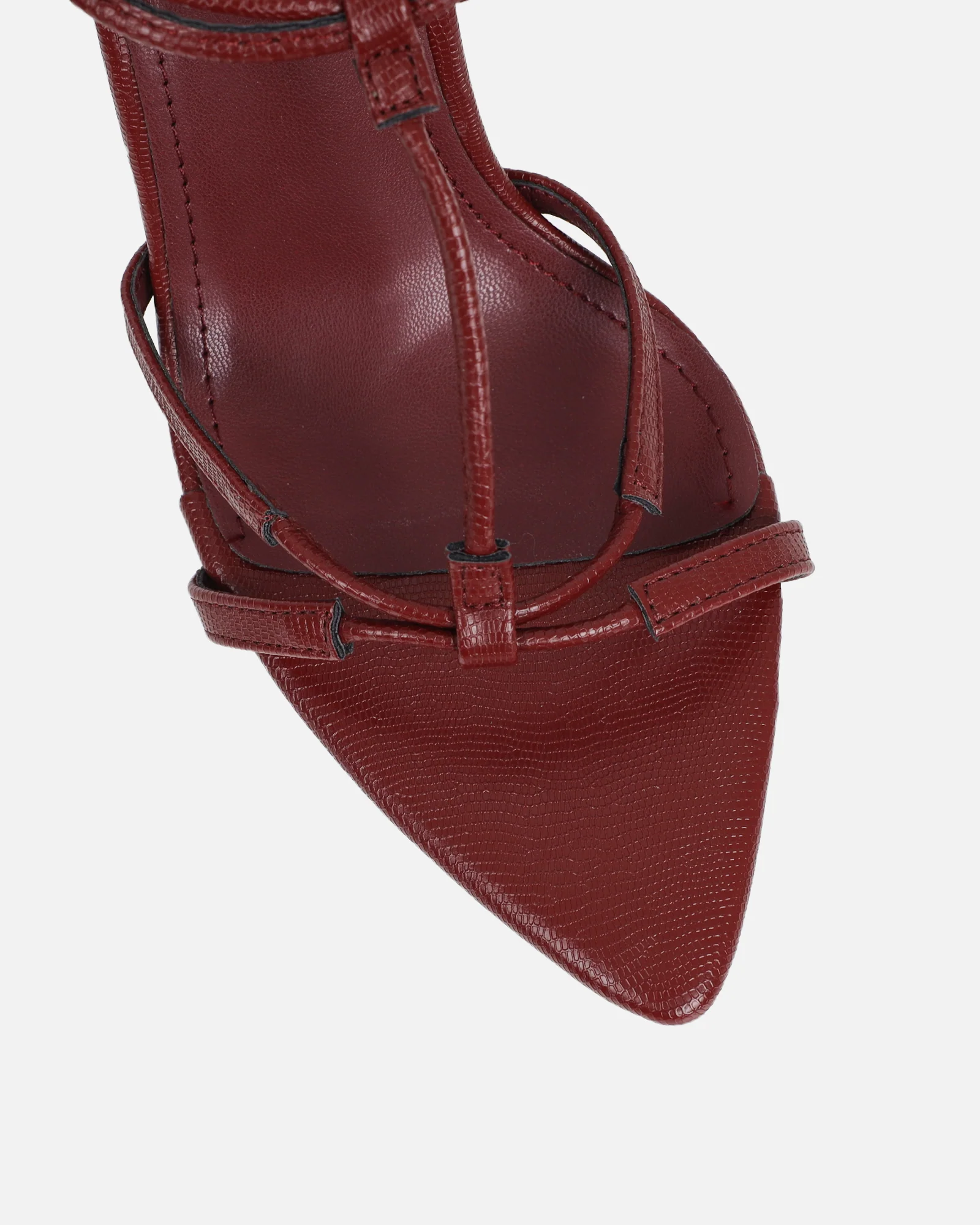 Evara Burgundy Lizard Strappy Heeled Sandals - Image 4
