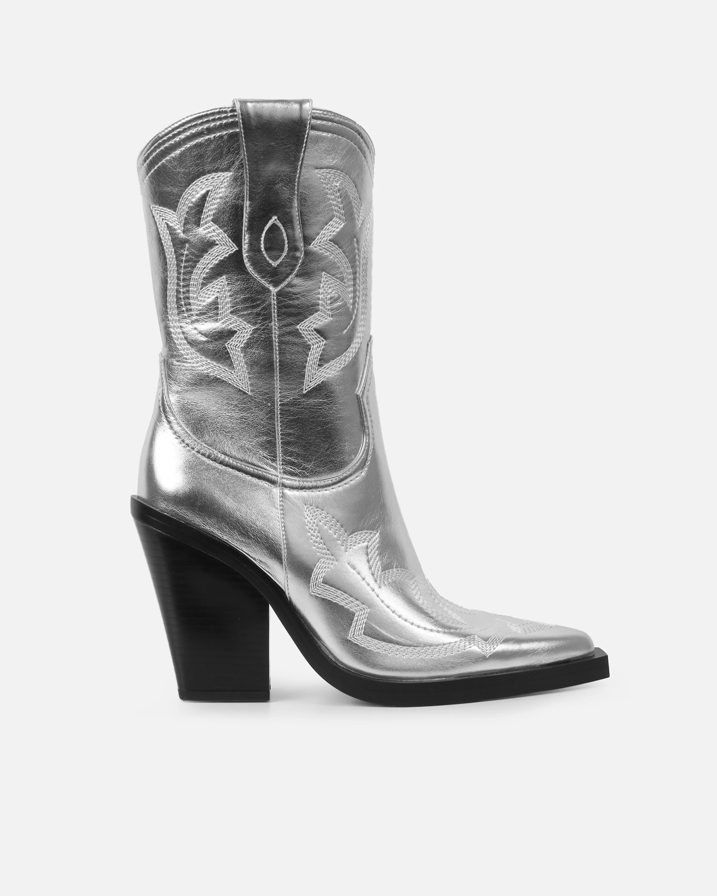 Everest Silver Metallic Calf Western Boots - Image 2