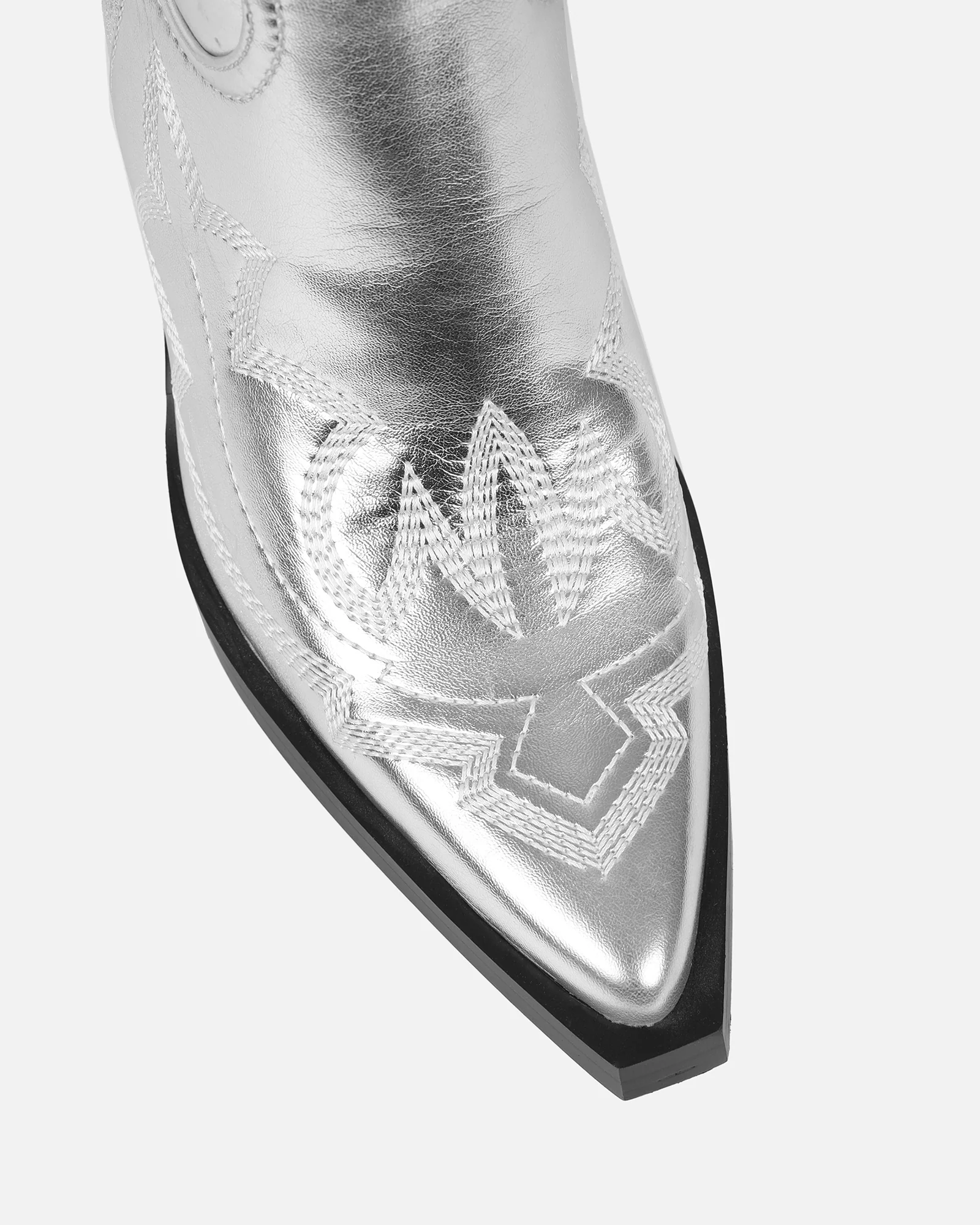 Everest Silver Metallic Calf Western Boots - Image 4