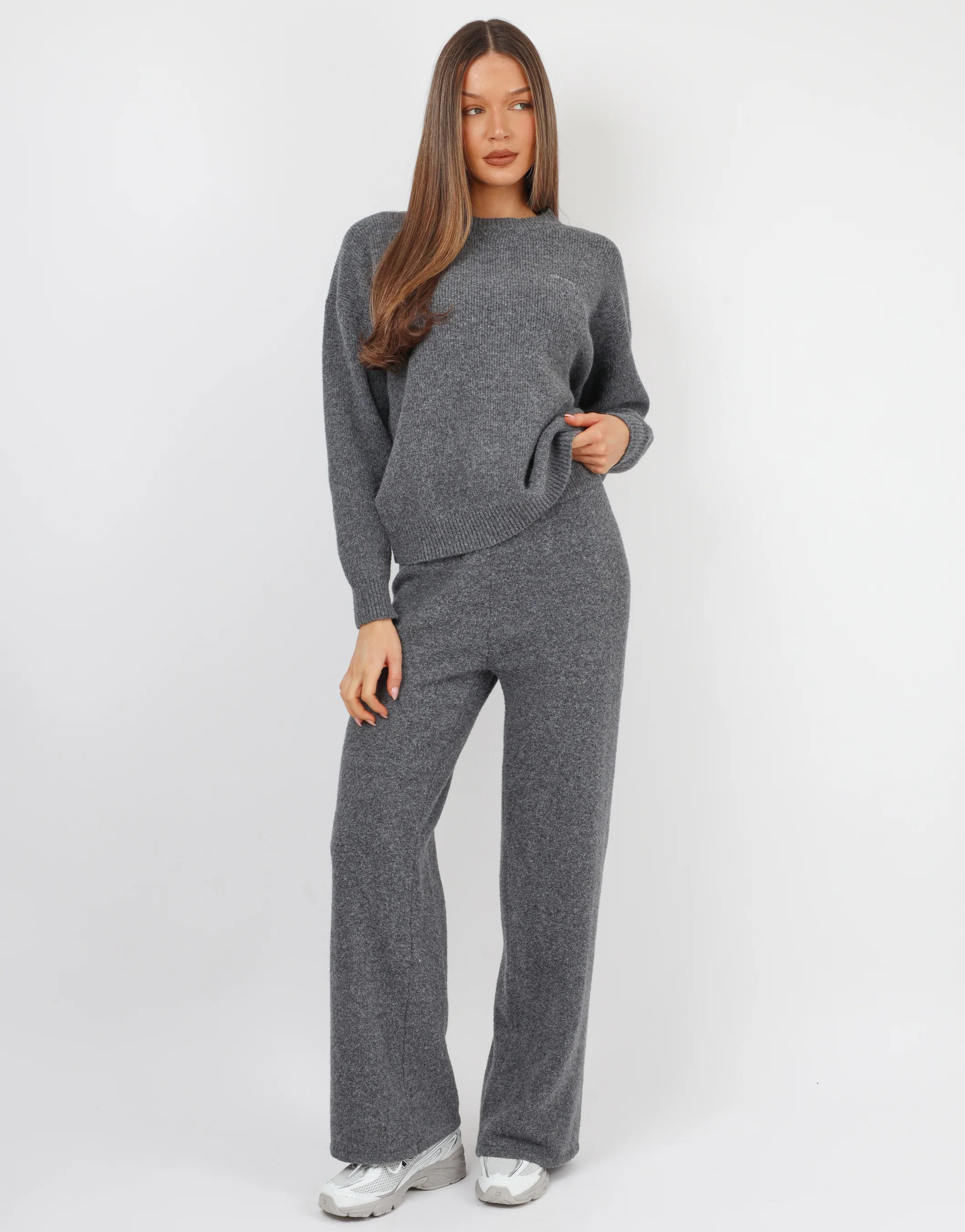 Faye Simmi studios soft touch crew neck in dark grey - Image 2