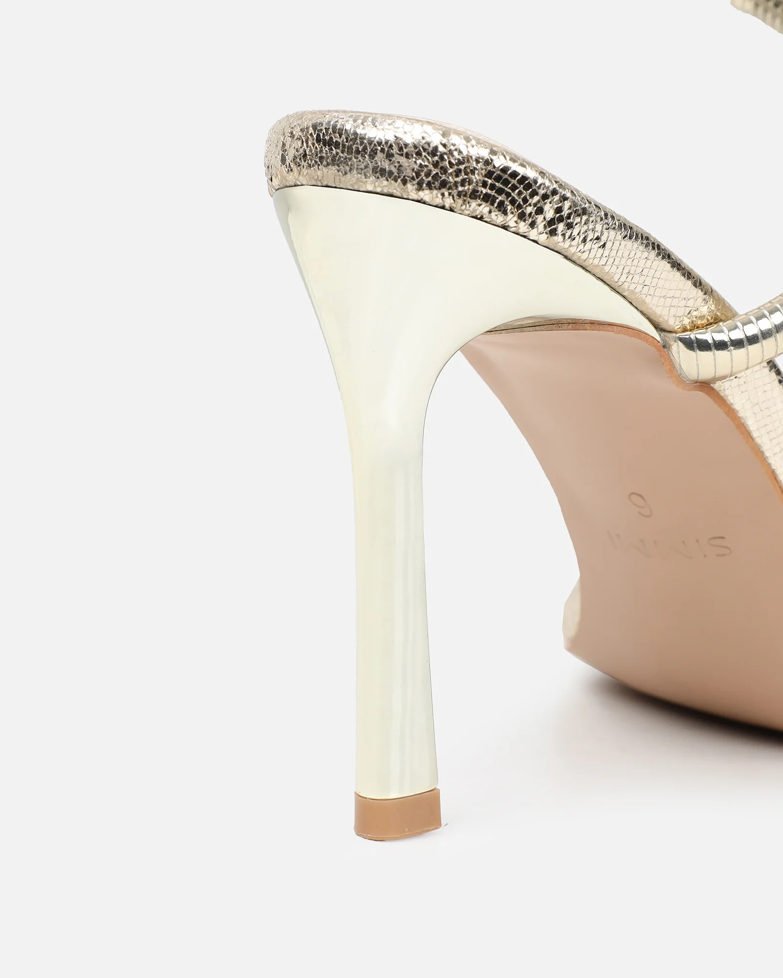 Fenya Gold Lizard Effect Spiral Heeled Sandals - Image 3
