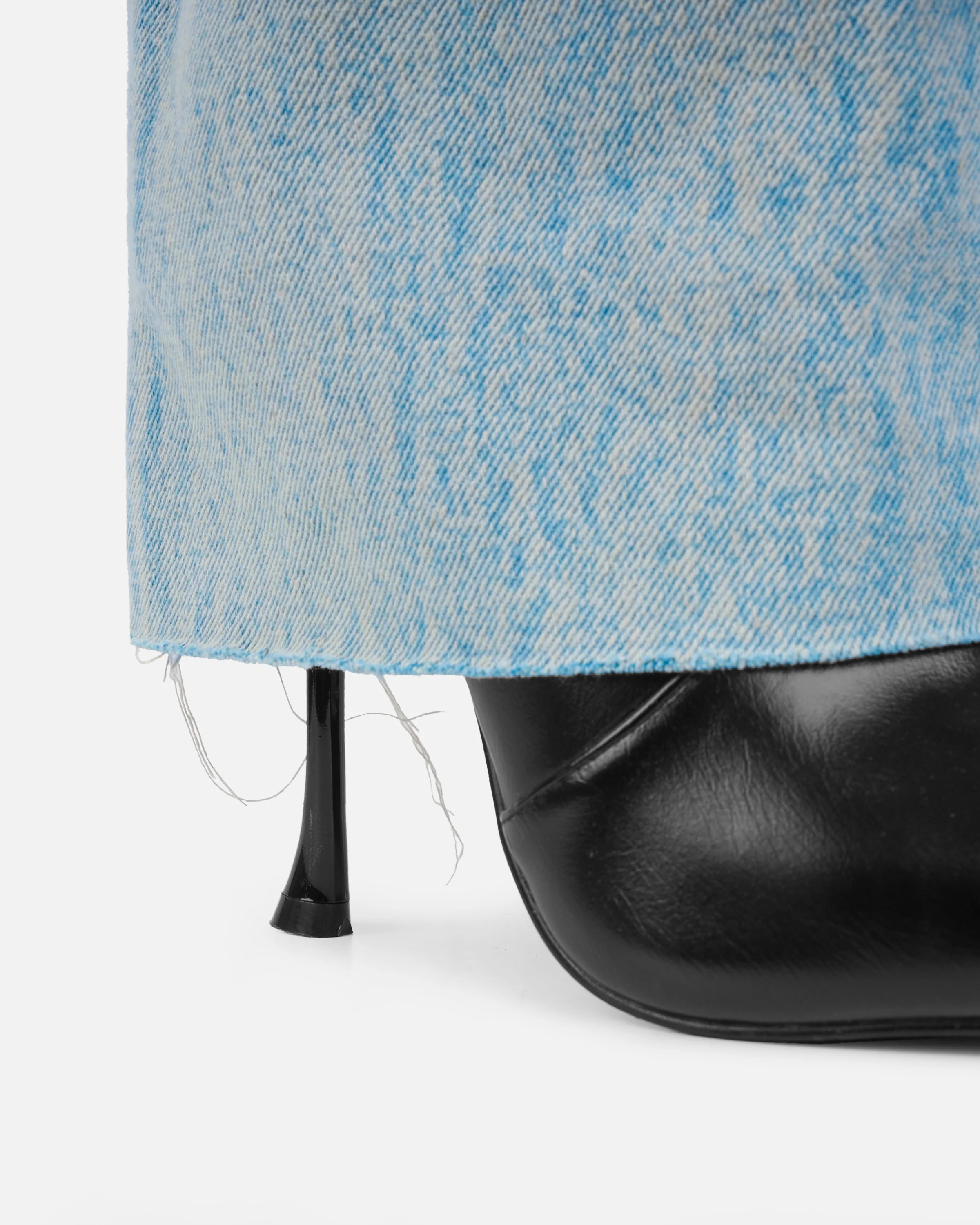 Fergal Denim And Black Fold Over Heeled Knee High Boots - Image 3