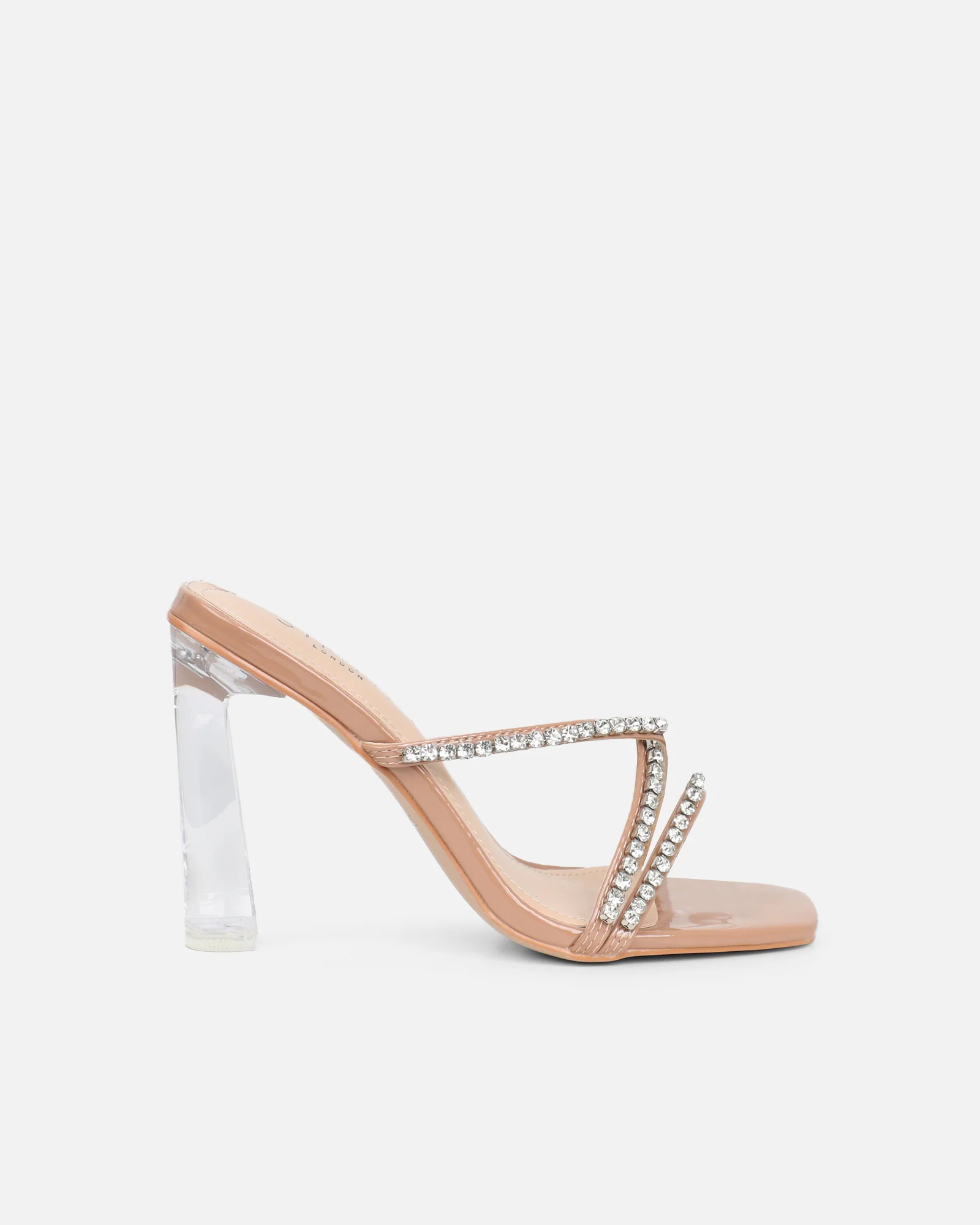 Ferney Nude Patent Diamante Mules - Image 2