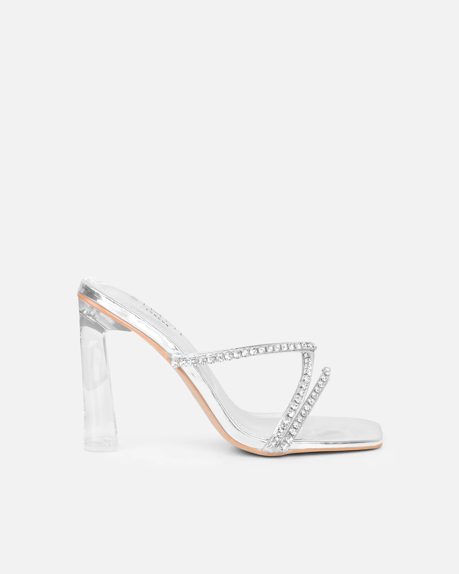 Ferney Silver Mirror Diamante Mules - Image 2