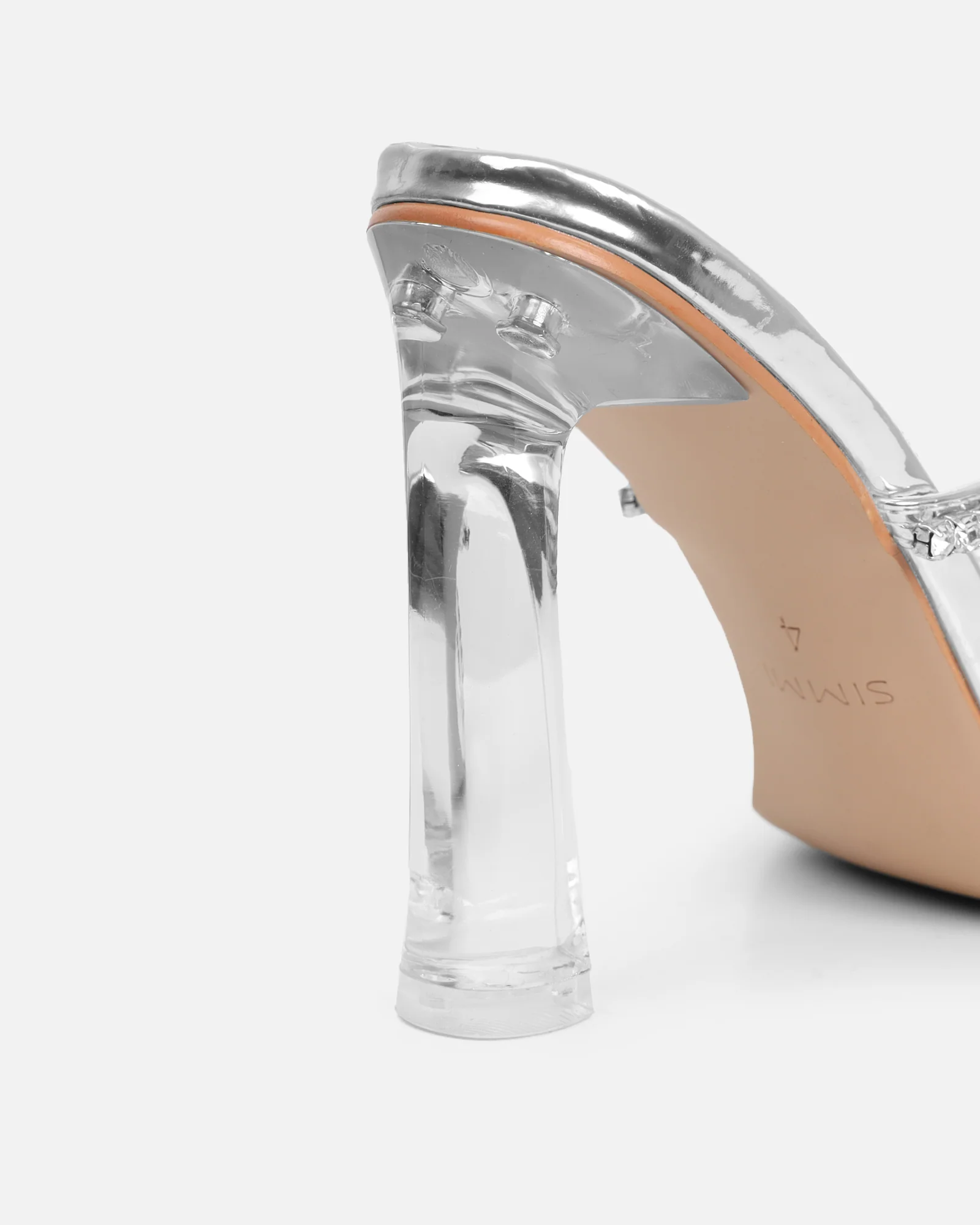 Ferney Silver Mirror Diamante Mules - Image 3