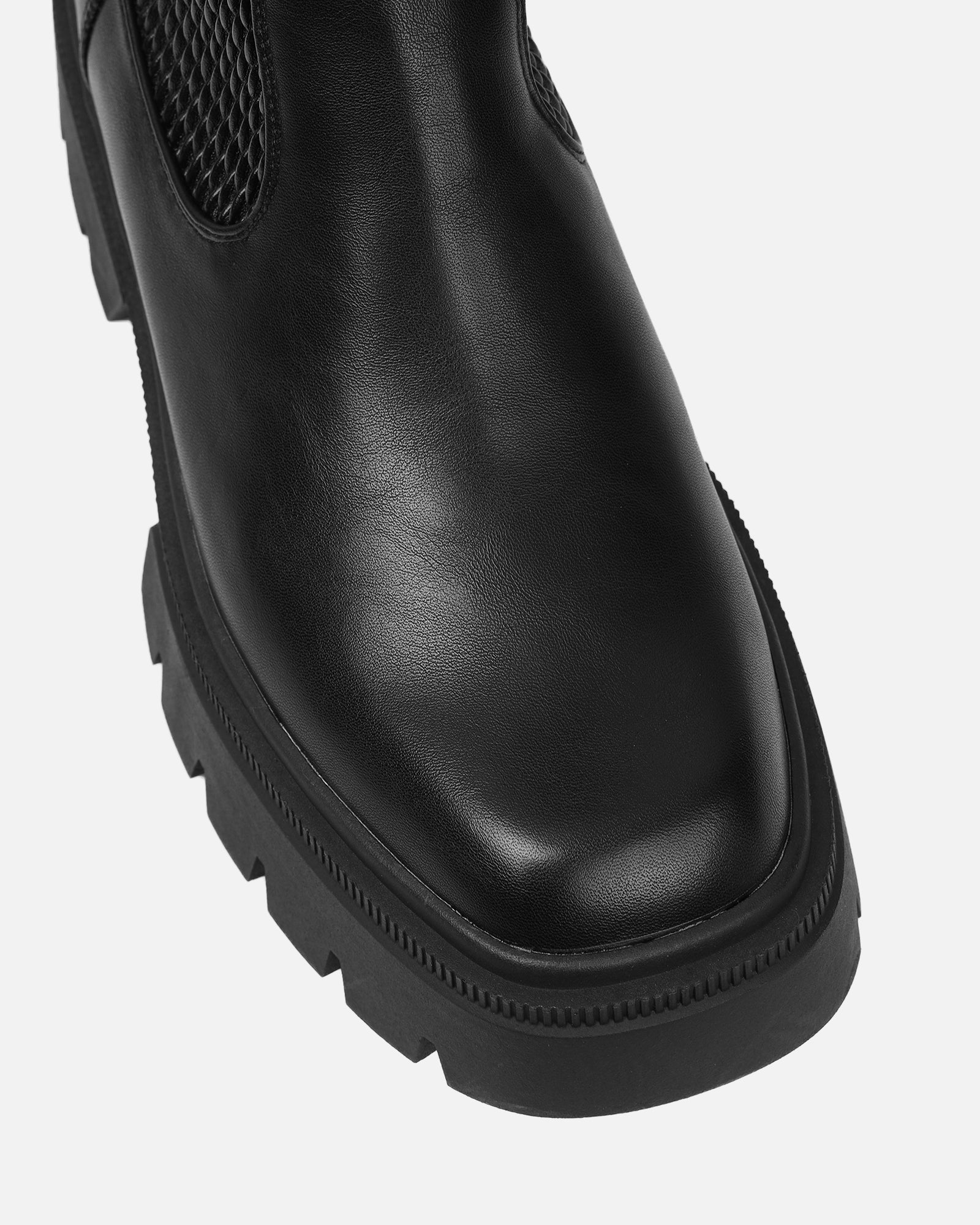 Fidel Black Textured Chunky Knee Boots - Image 4