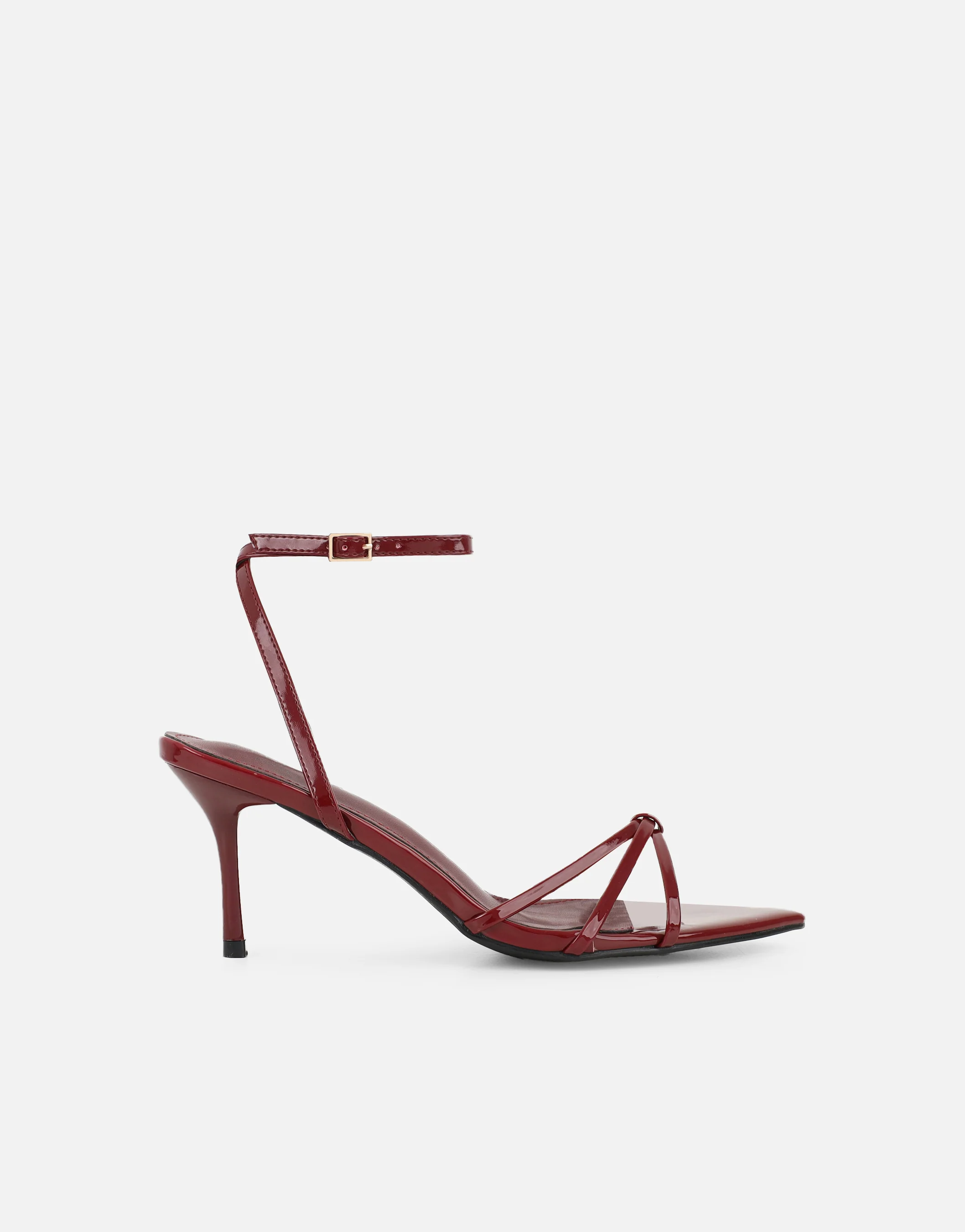 Fifi Burgundy Patent Strappy Heeled Sandals - Image 2