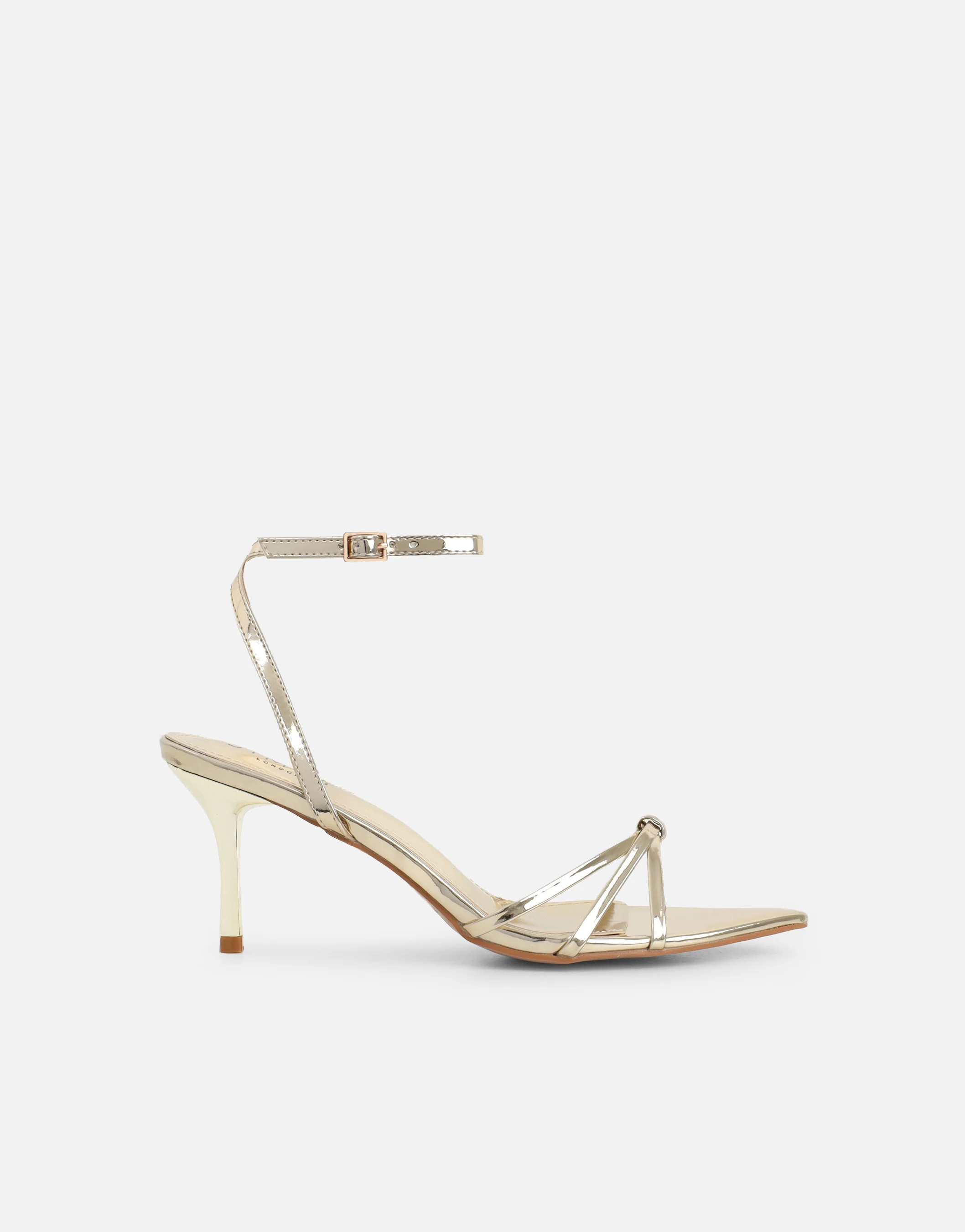 Fifi Gold Mirror Strappy Heeled Sandals - Image 2