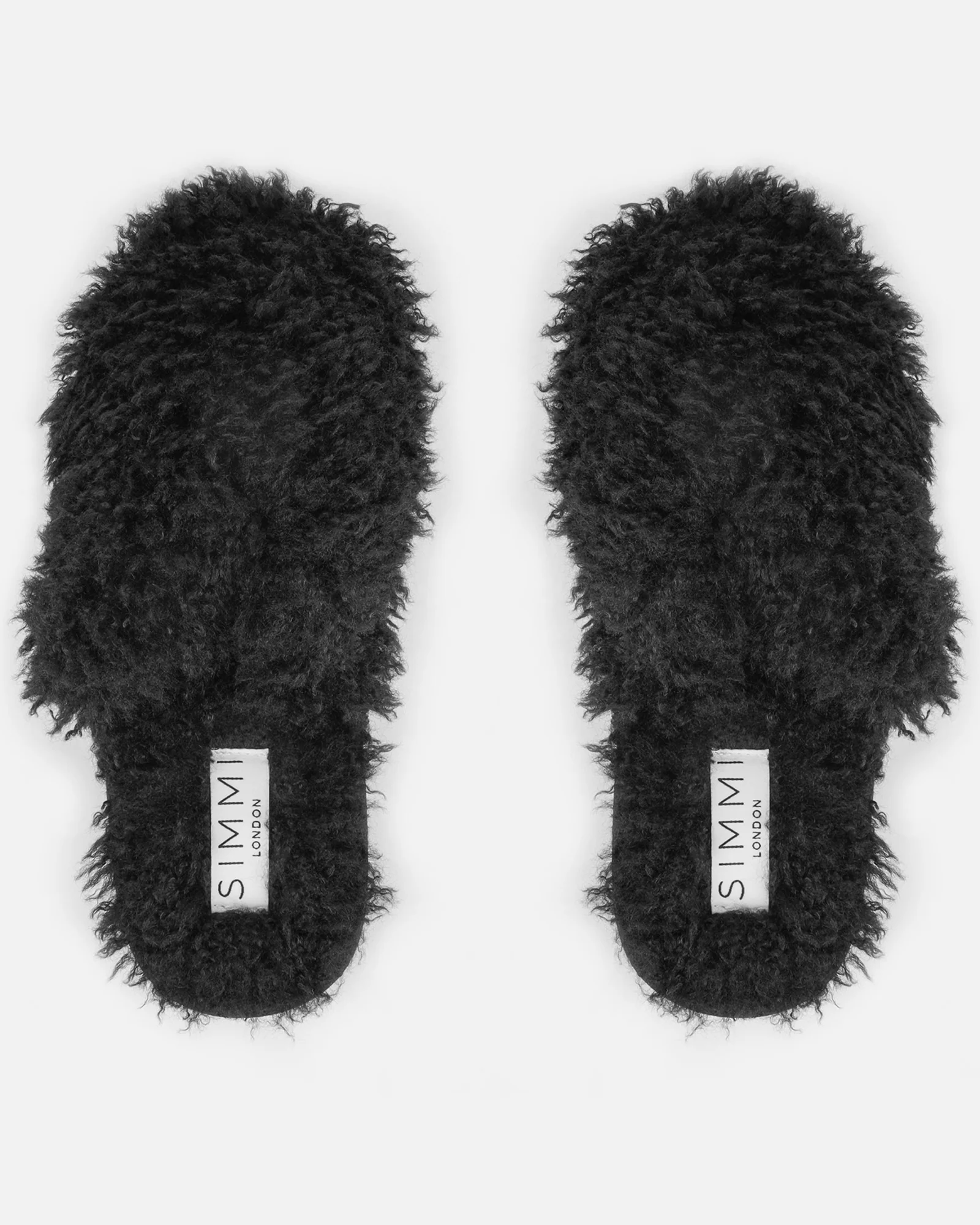 Floof Black Curly Faux Fur Slippers - Image 3